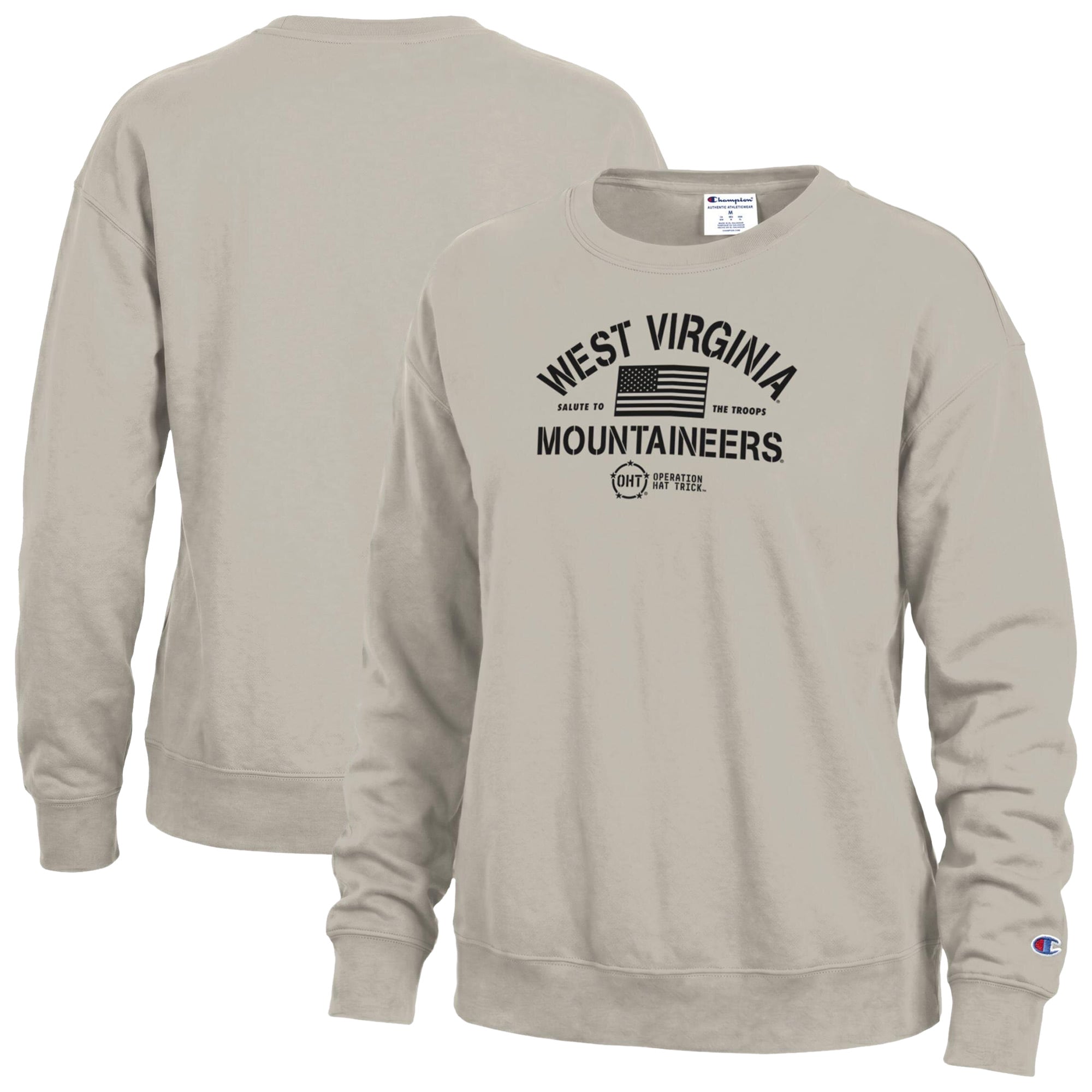 Women's Champion Tan West Virginia Mountaineers Operation Hat Trick Powerblend Sweatshirt