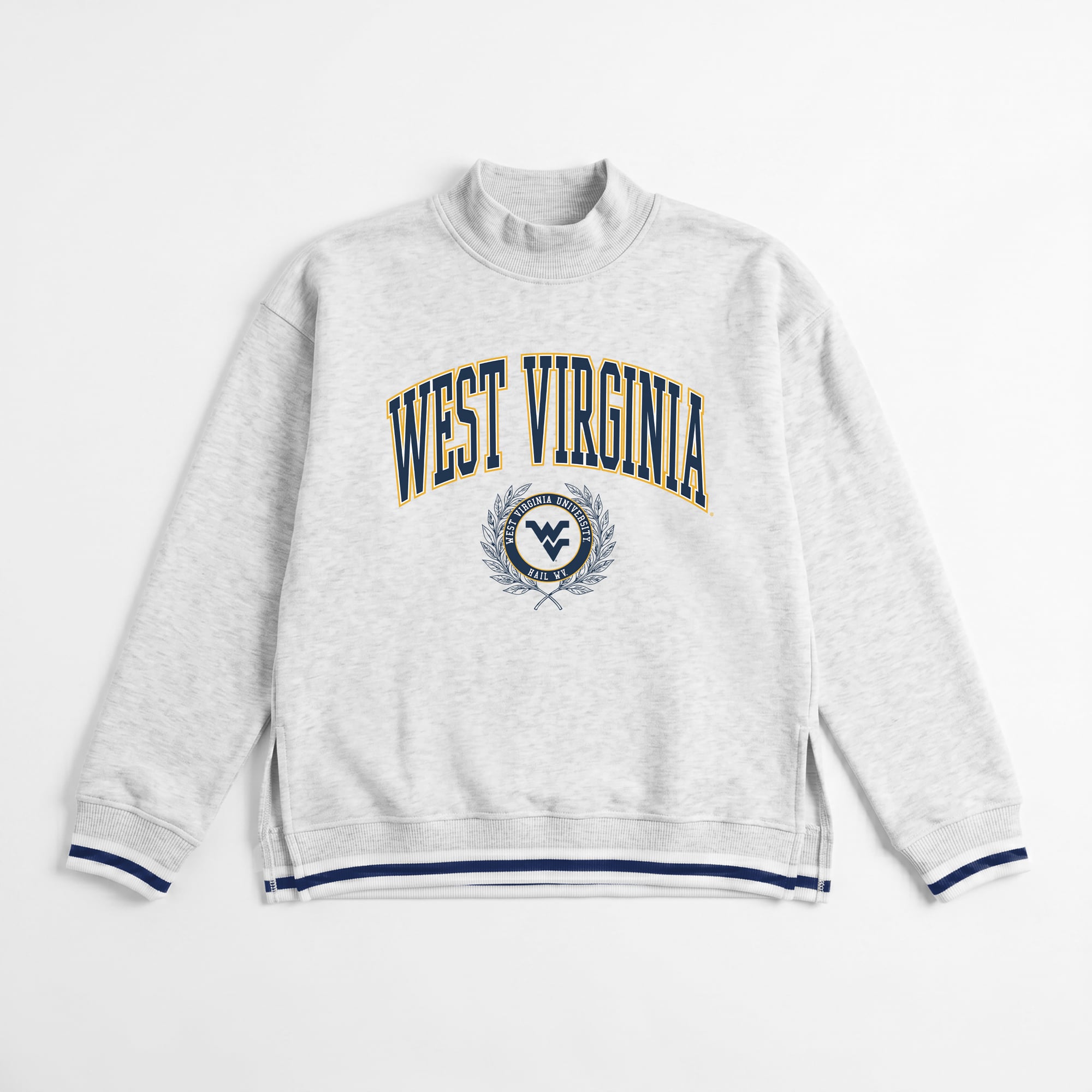 Sweat-shirt à col montant rayures contrastées « Gameday Couture » gris des West Virginia Mountaineers pour femmes