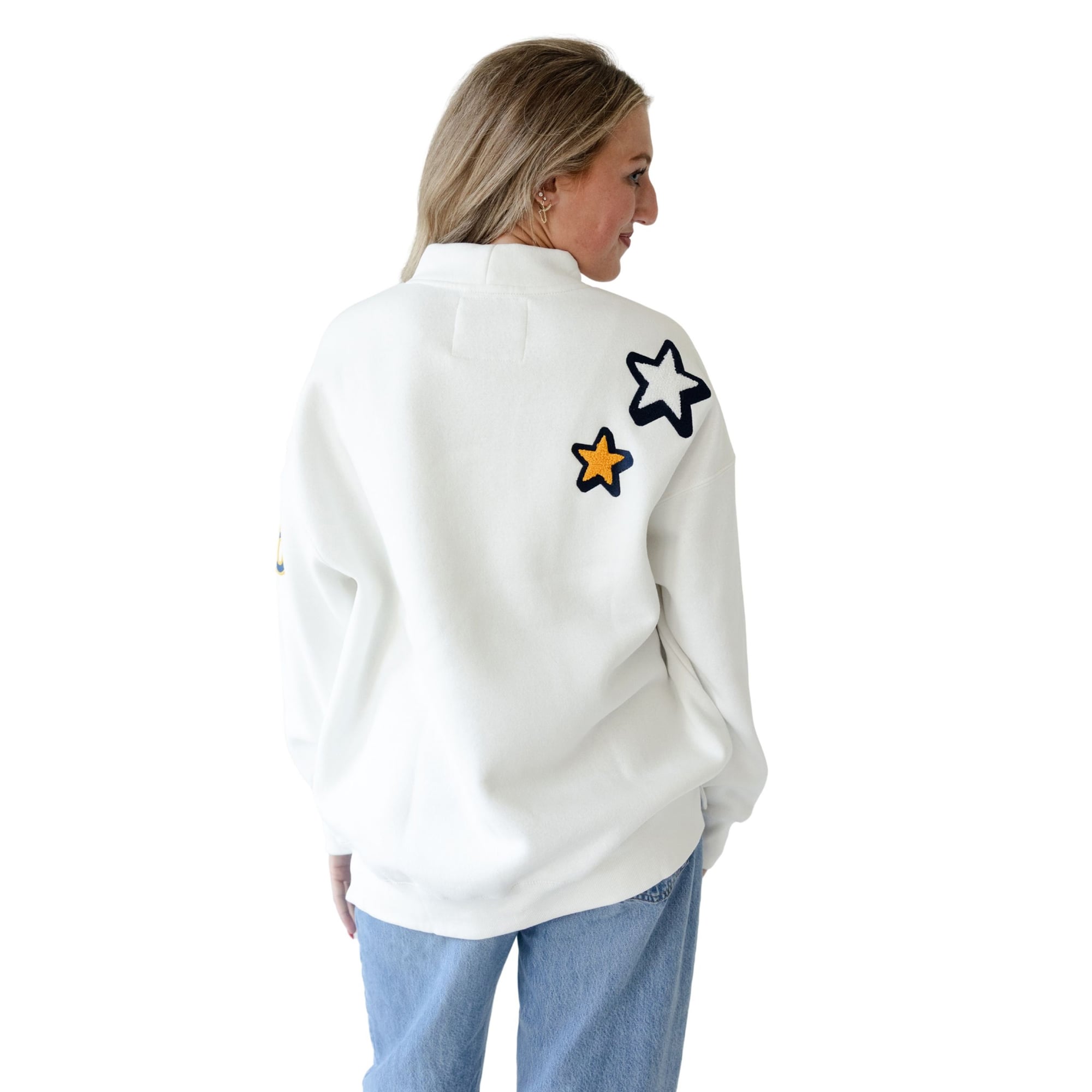 Sweat-shirt à col montant blanc écusson des Mountaineers de Virginie-Occidentale pour femmes, édition spéciale jours match