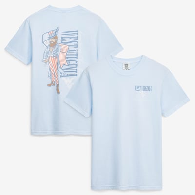 West Virginia Mountaineers Women's Americana Mascot Comfort Colors T-Shirt - Light Blue