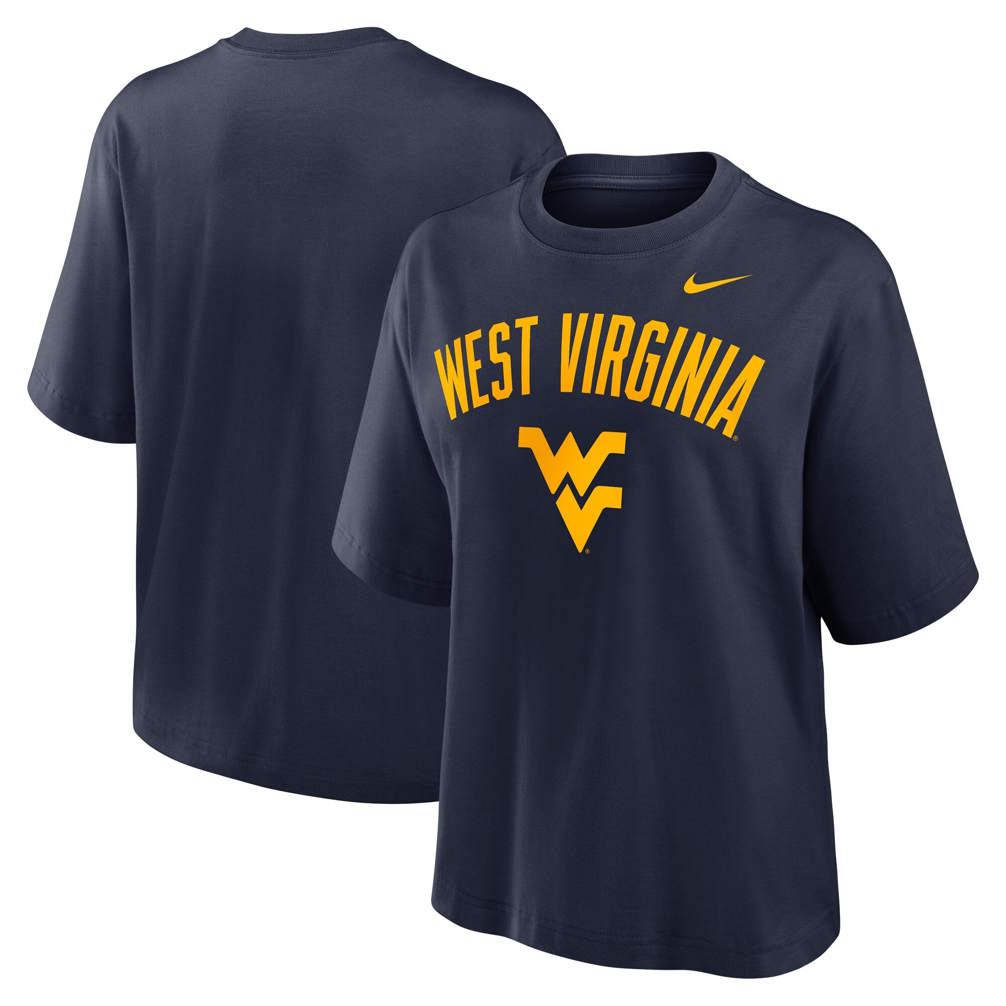 T-shirt Nike bleu marine pour femme avec logo Arch des West Virginia Mountaineers