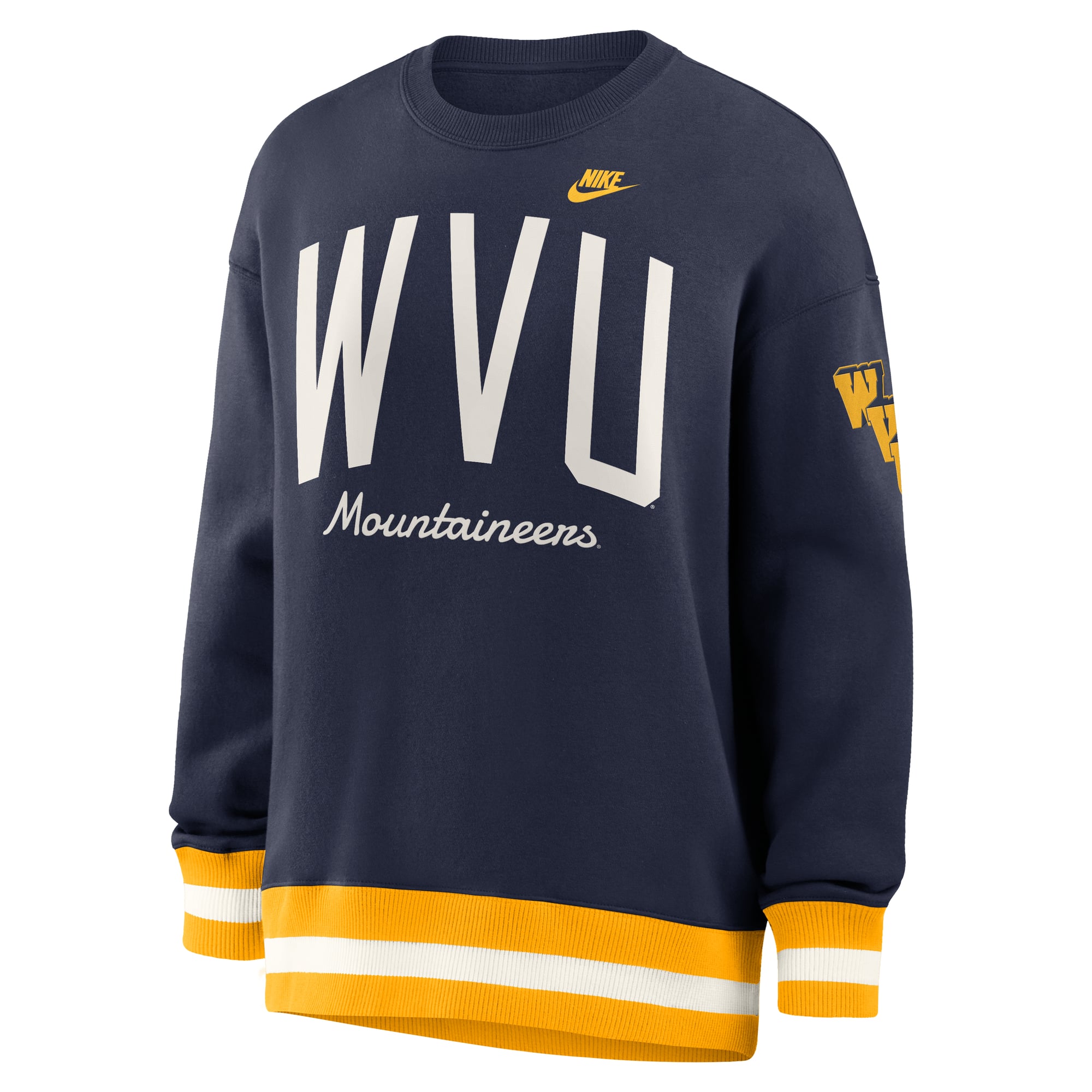 Sweat-shirt oversize Nike Legacy Arch Phoenix pour femme, bleu marine, West Virginia Mountaineers