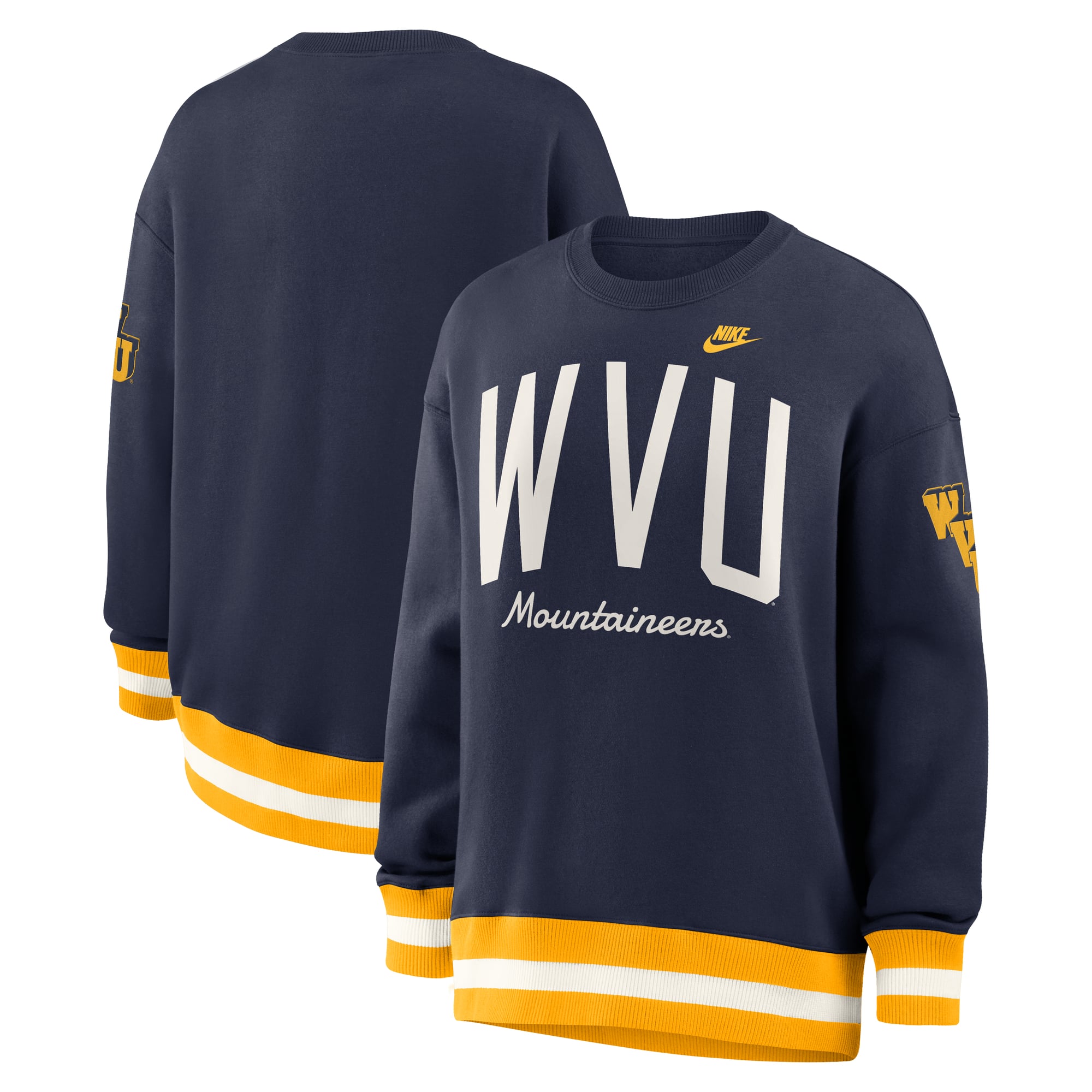 Sweat-shirt oversize Nike Legacy Arch Phoenix pour femme, bleu marine, West Virginia Mountaineers