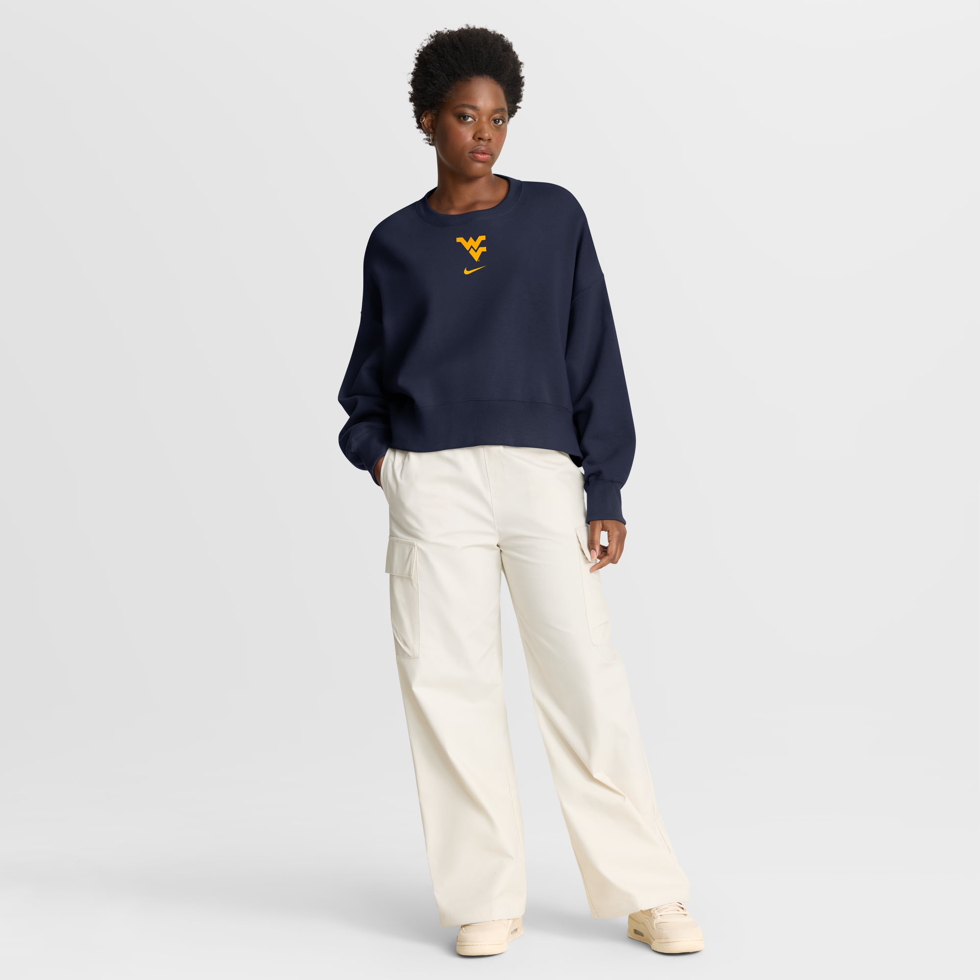 Sweat-shirt oversize Phoenix pour femme, bleu marine, Nike West Virginia Mountaineers
