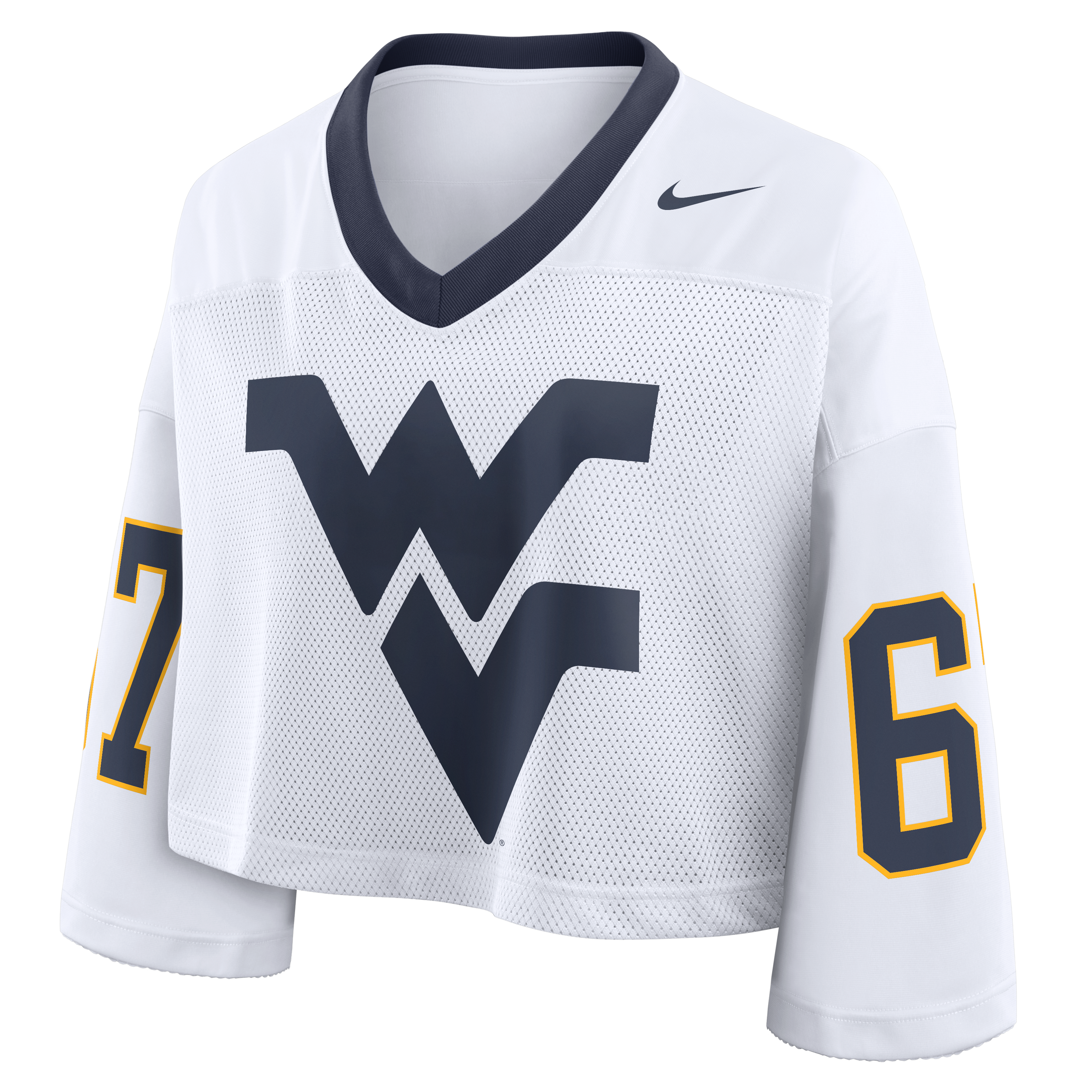 Women's Nike White West Virginia Mountaineers Oversized Logo Cropped Fashion Jersey