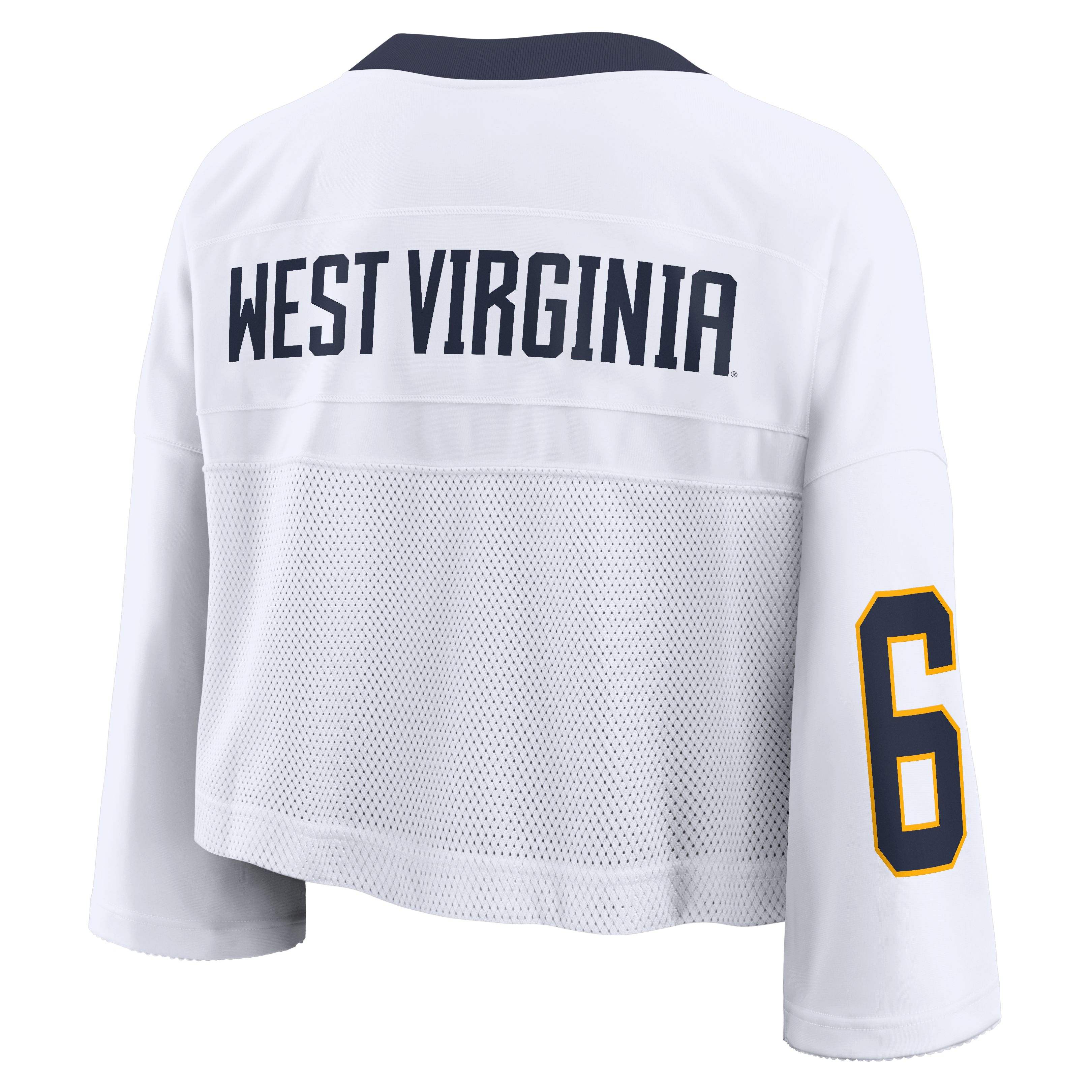 Women's Nike White West Virginia Mountaineers Oversized Logo Cropped Fashion Jersey
