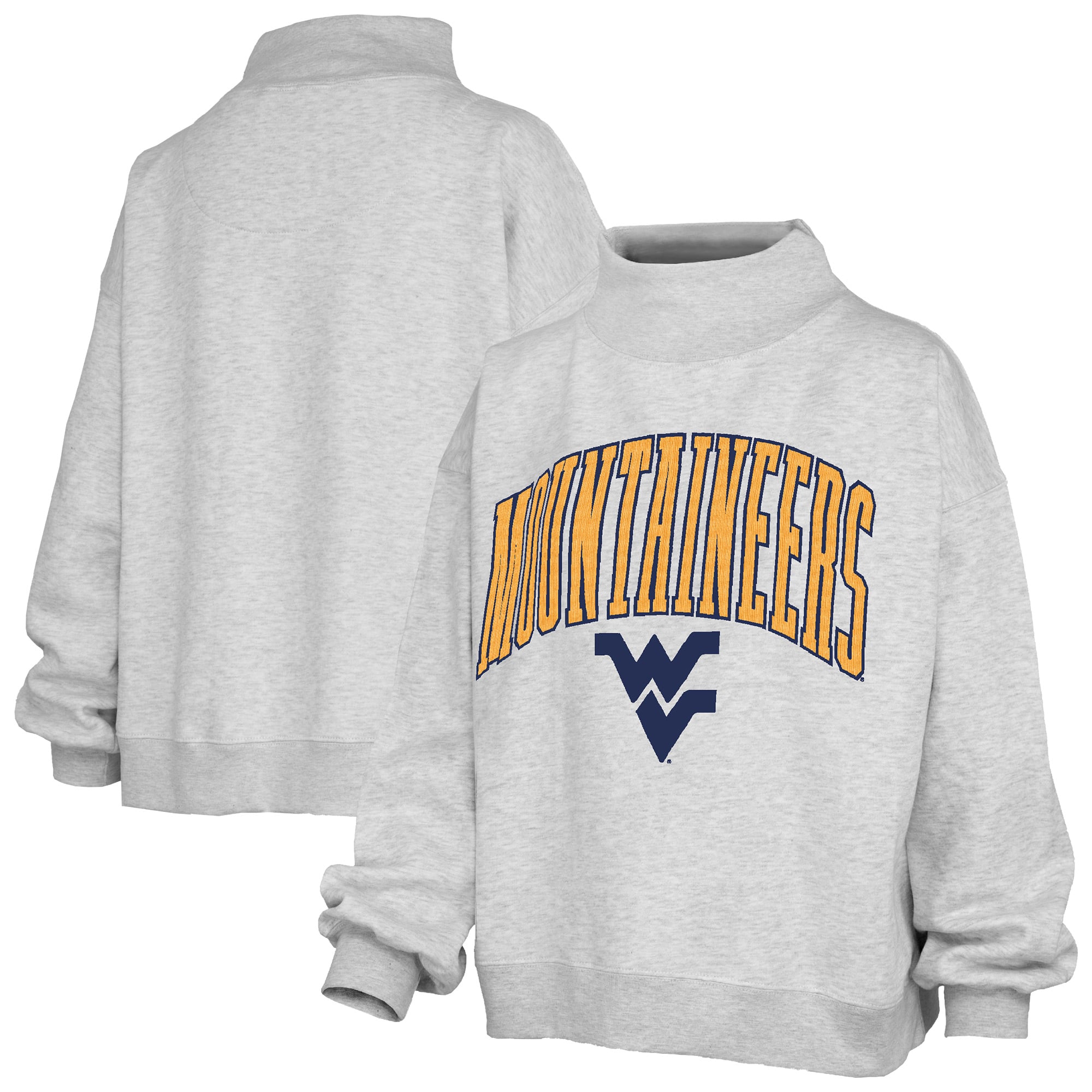 Sweat-shirt à col montant en polaire texturée Nelson Texture Lingo pour femme, gris Pressbox, West Virginia Mountaineers