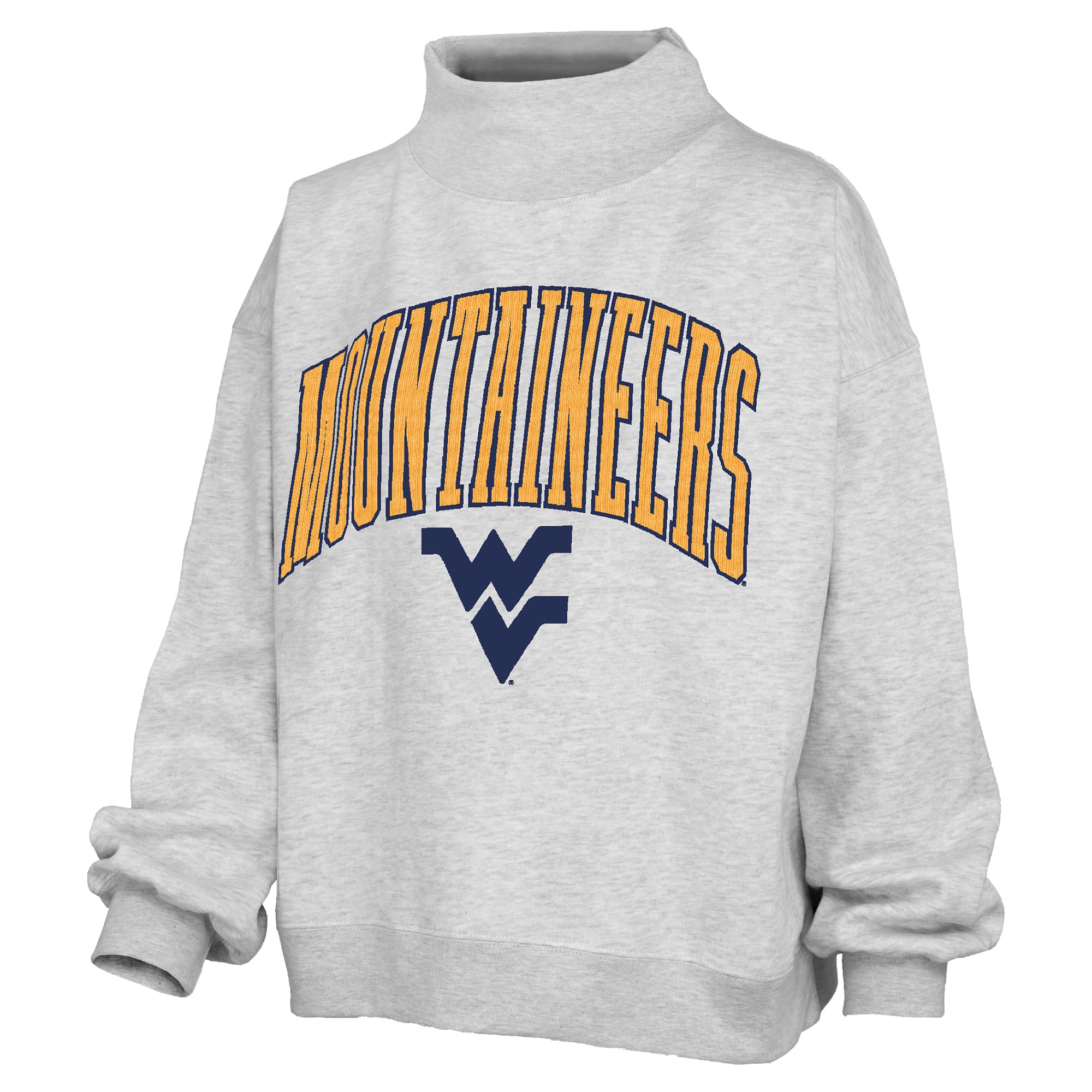 Sweat-shirt à col montant en polaire texturée Nelson Texture Lingo pour femme, gris Pressbox, West Virginia Mountaineers