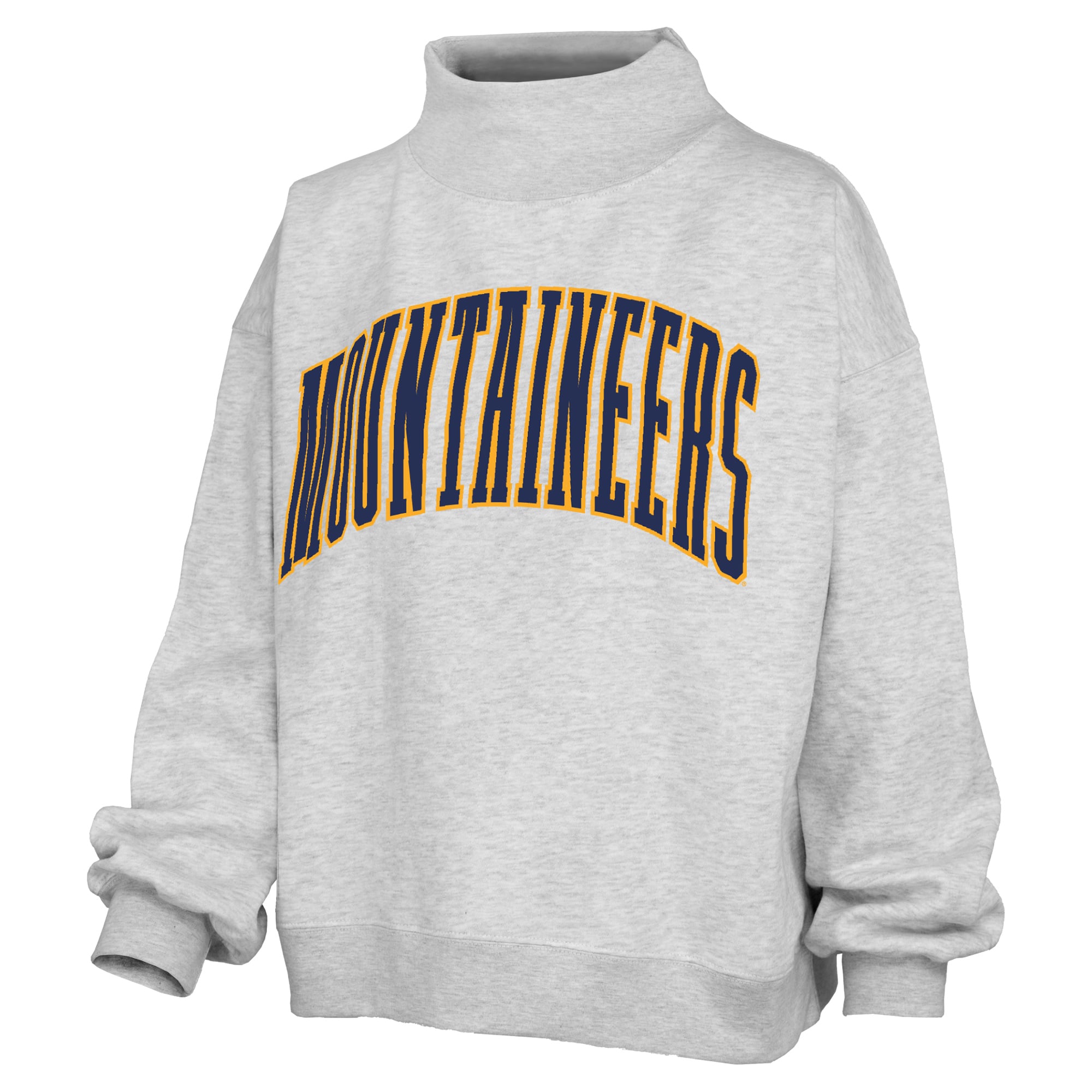 Sweat-shirt à col montant Nelson surdimensionné pour femme, gris chiné, des West Virginia Mountaineers, de Pressbox.