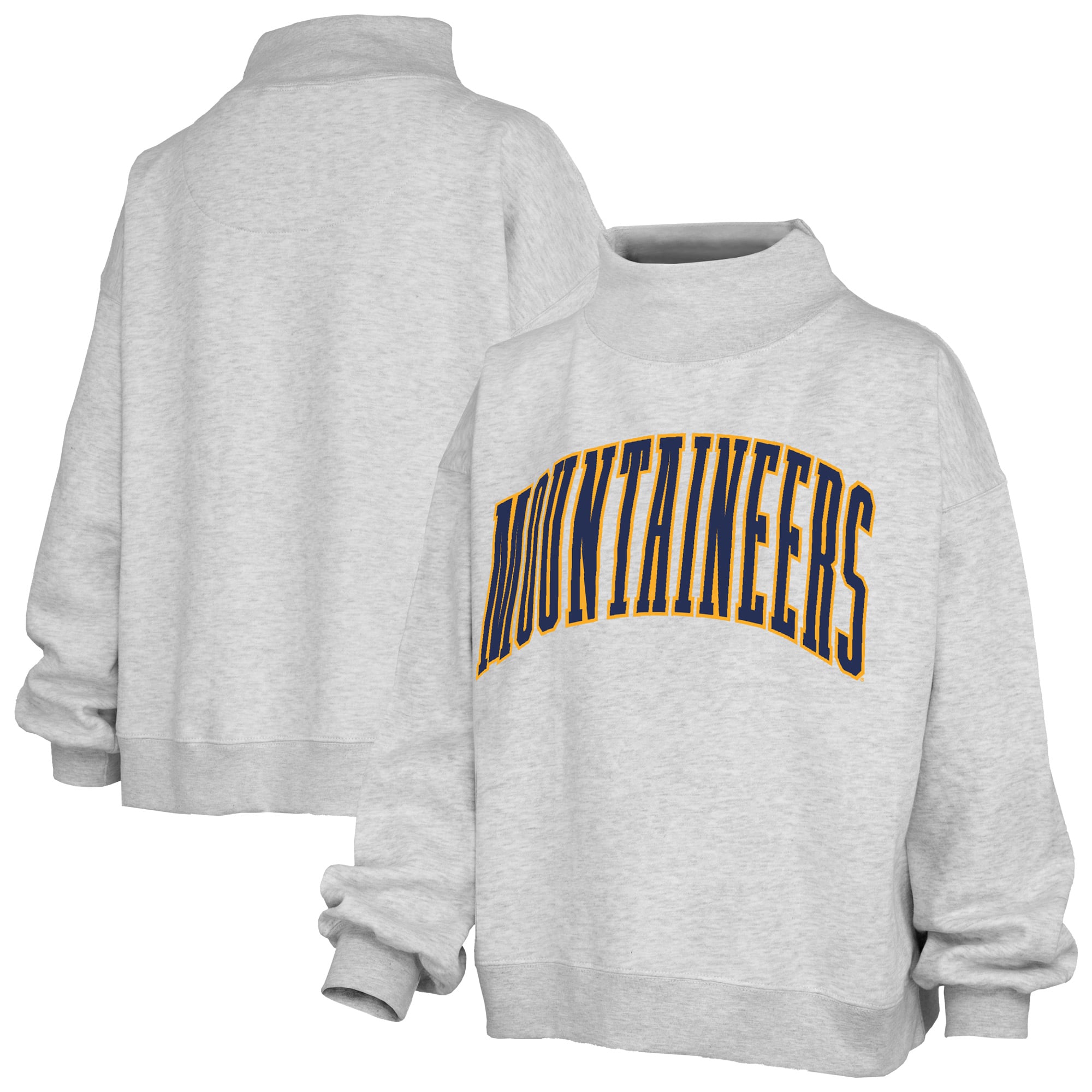 Sweat-shirt à col montant Nelson surdimensionné pour femme, gris chiné, des West Virginia Mountaineers, de Pressbox.