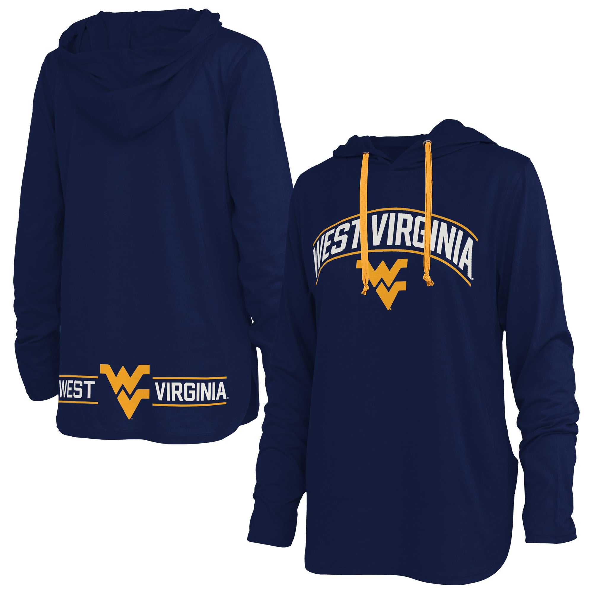 T-shirt à capuche manches longues Allie des West Virginia Mountaineers, bleu marine, pour femmes, Pressbox