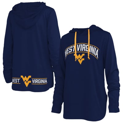 West Virginia Mountaineers Pressbox Women's Allie Long Sleeve Hooded T-Shirt - Navy
