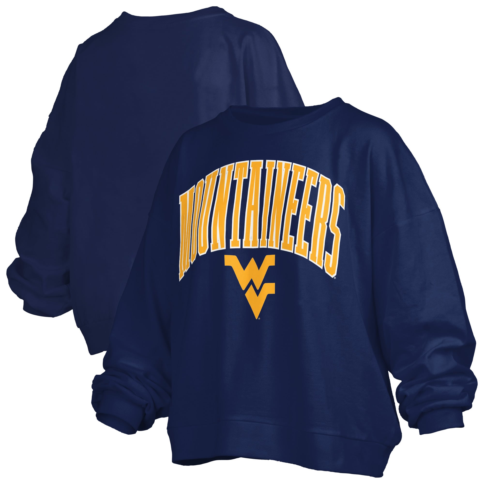 Sweat-shirt polaire oversize Pressbox Navy West Virginia Mountaineers Janise avec logo sur l'arche, pour femme