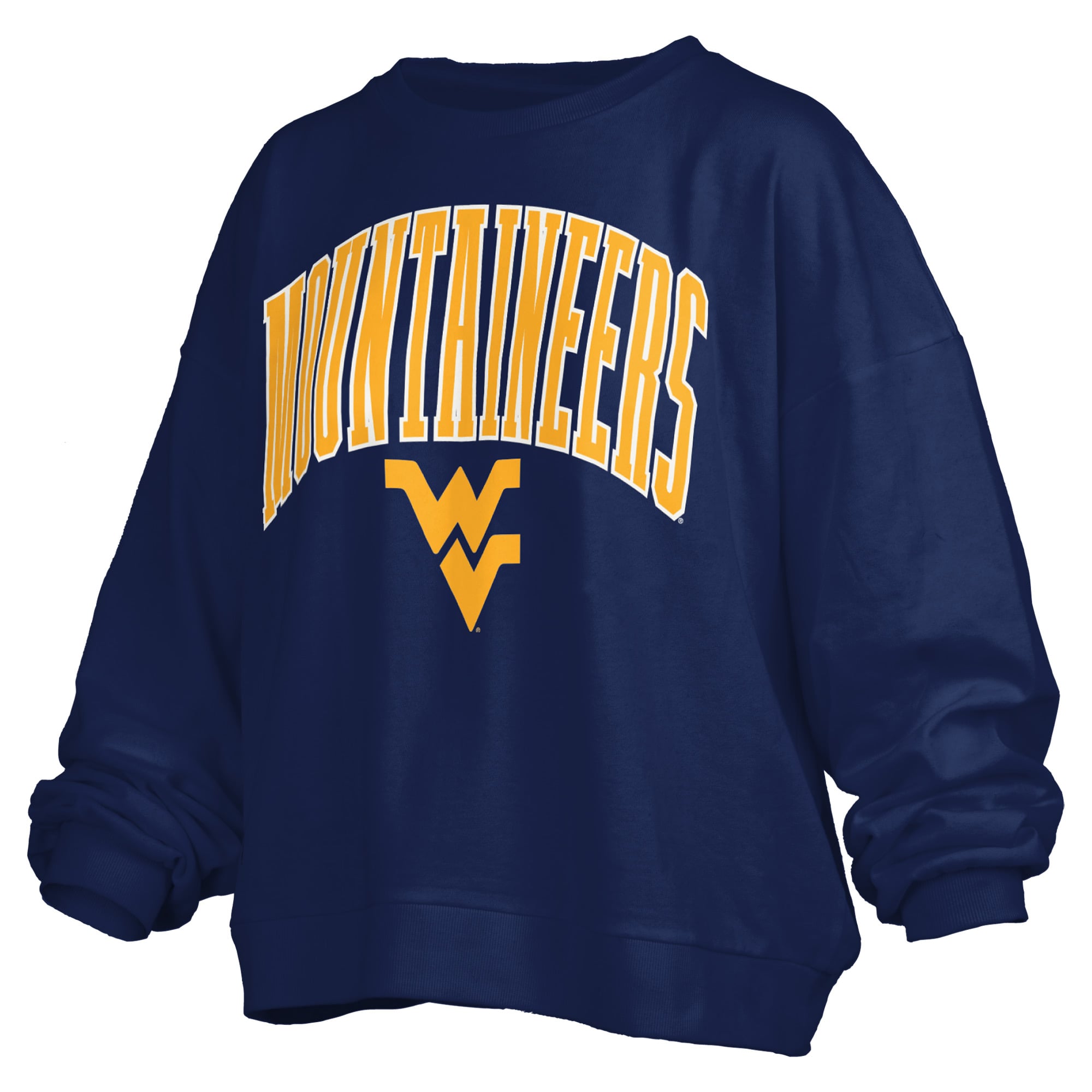 Sweat-shirt polaire oversize Pressbox Navy West Virginia Mountaineers Janise avec logo sur l'arche, pour femme