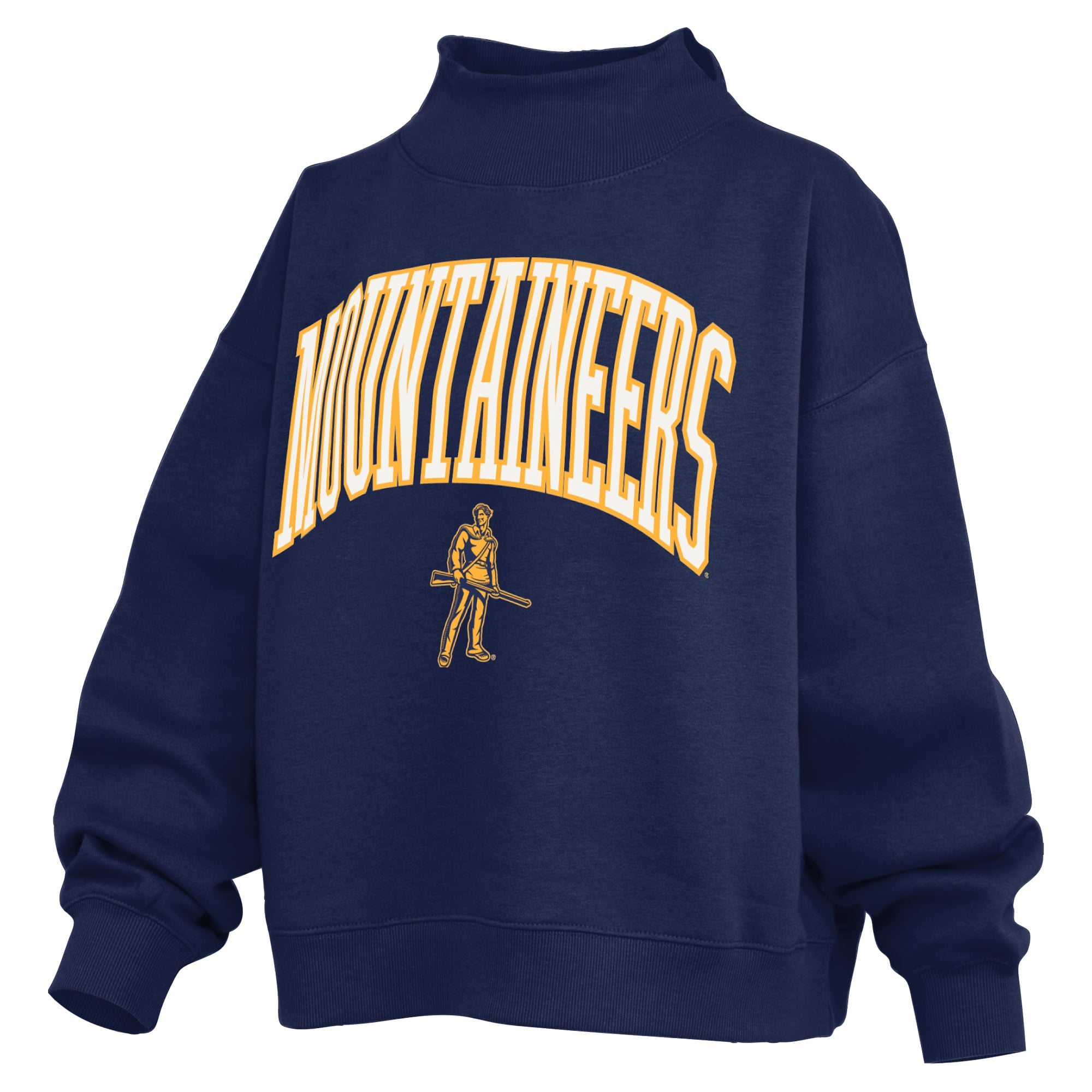 Sweat-shirt à col montant oversize en polaire avec slogan des West Virginia Mountaineers, bleu marine, pour femme, de la marque Pressbox.