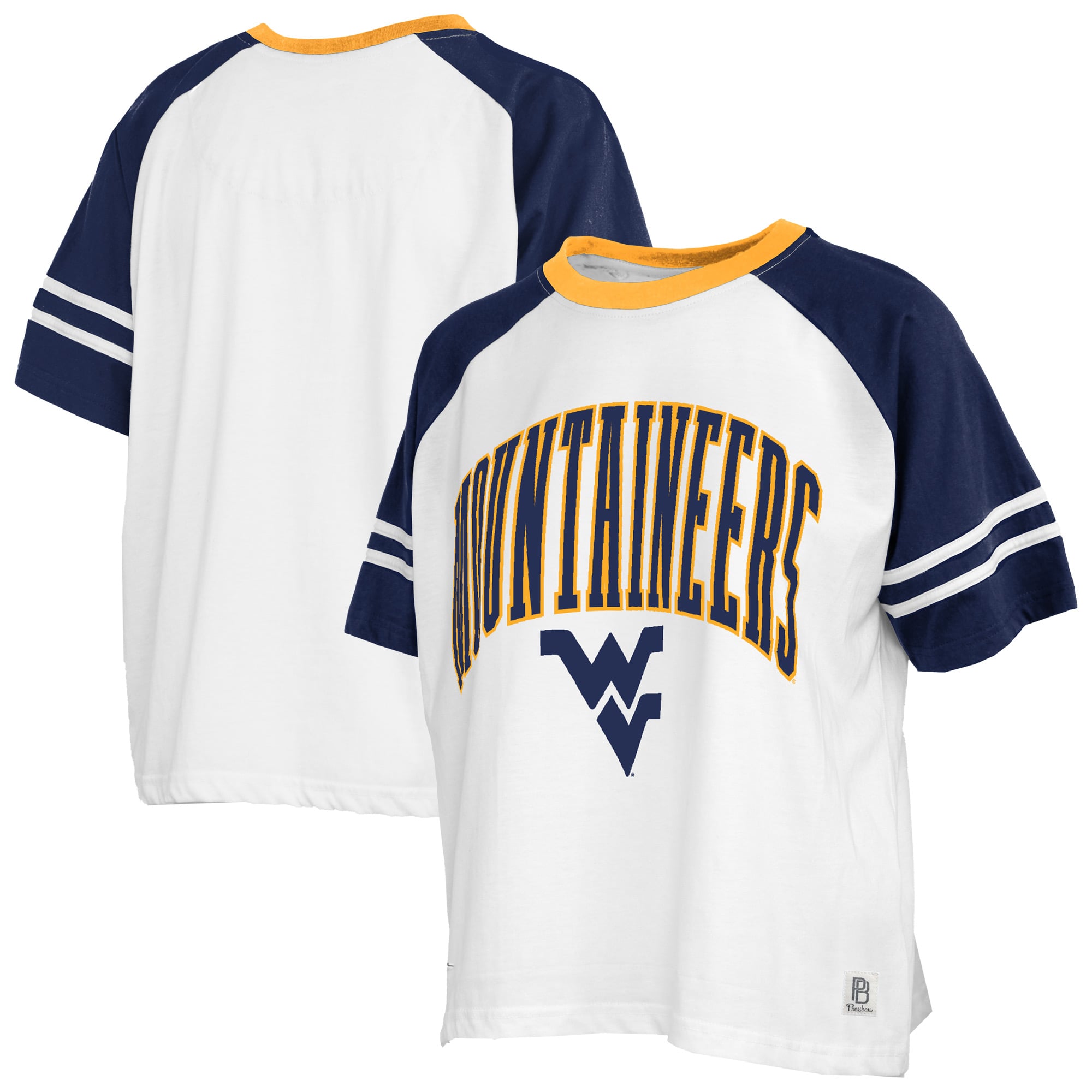 T-shirt Pressbox blanc pour femmes, motif Sky Colorblock des West Virginia Mountaineers