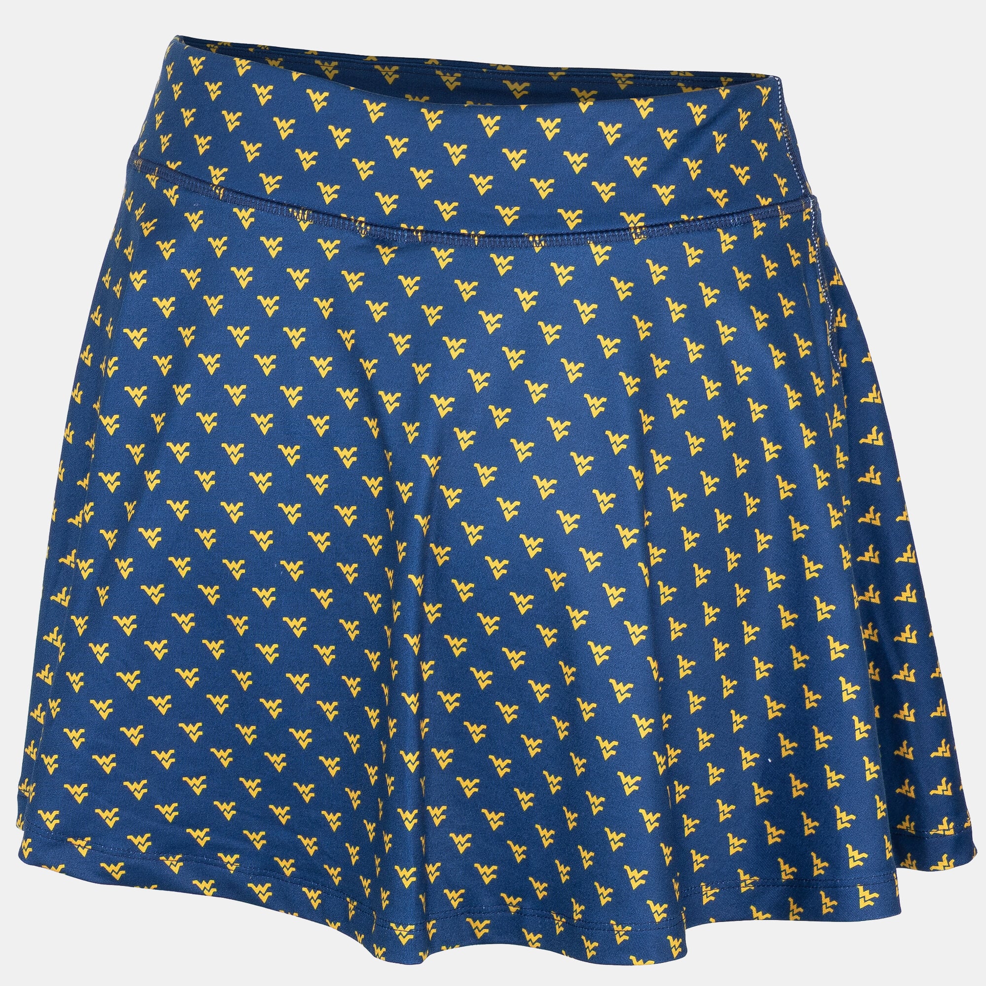 Women's ZooZatz Navy West Virginia Mountaineers Allover Print Flowy Skort