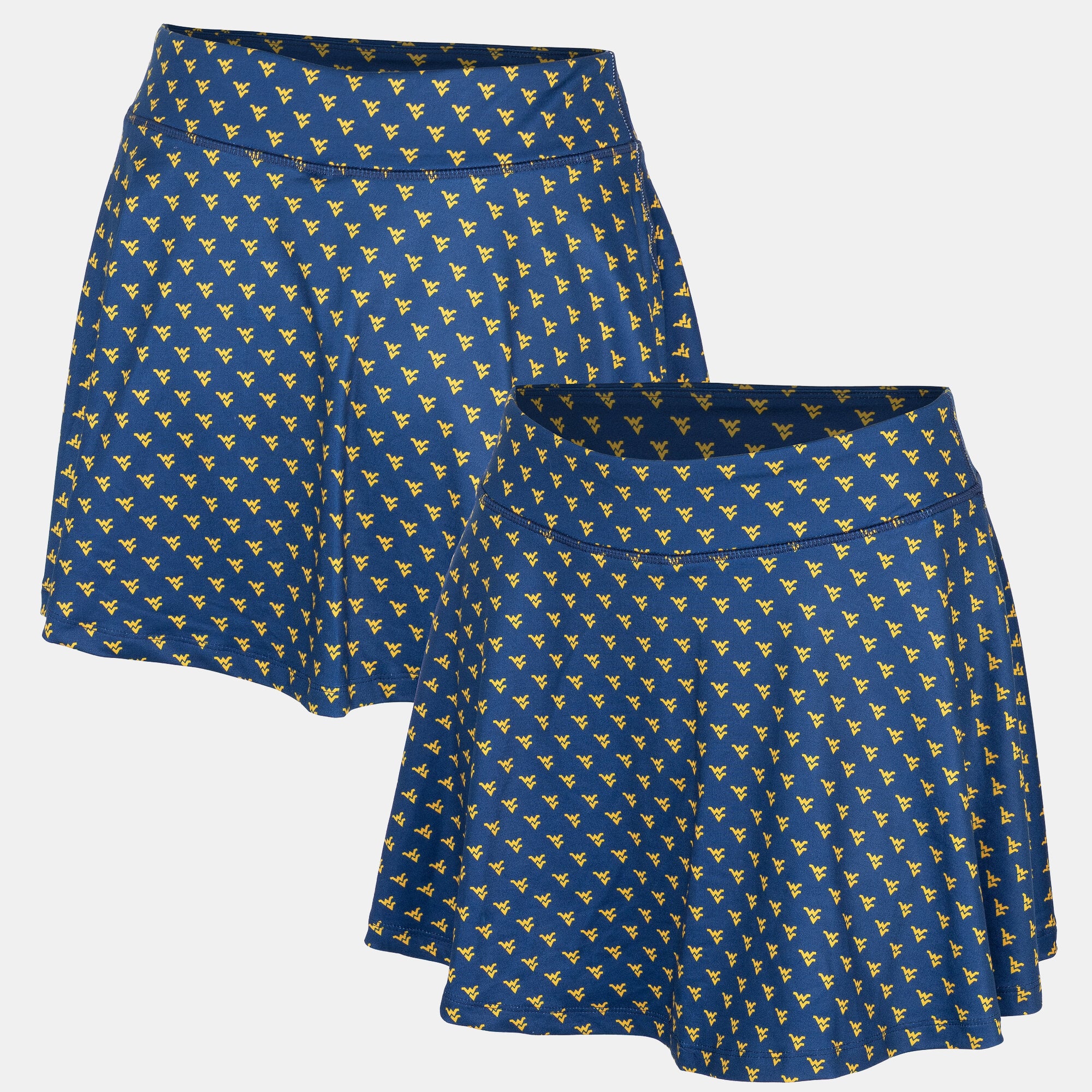 Women's ZooZatz Navy West Virginia Mountaineers Allover Print Flowy Skort