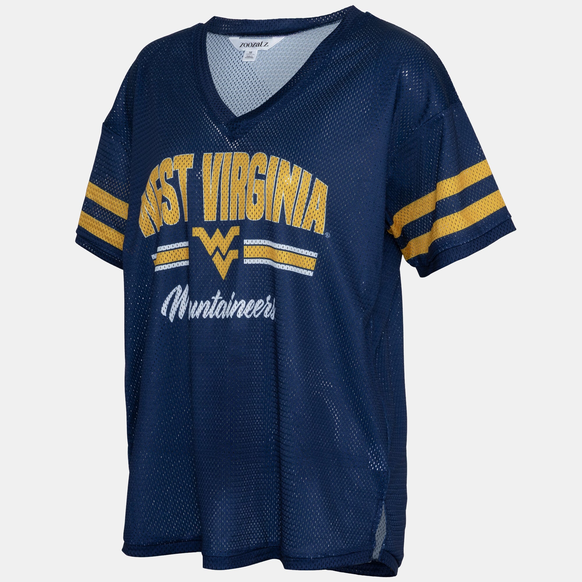 Women's ZooZatz Navy West Virginia Mountaineers Mesh Jersey Kickoff T-Shirt