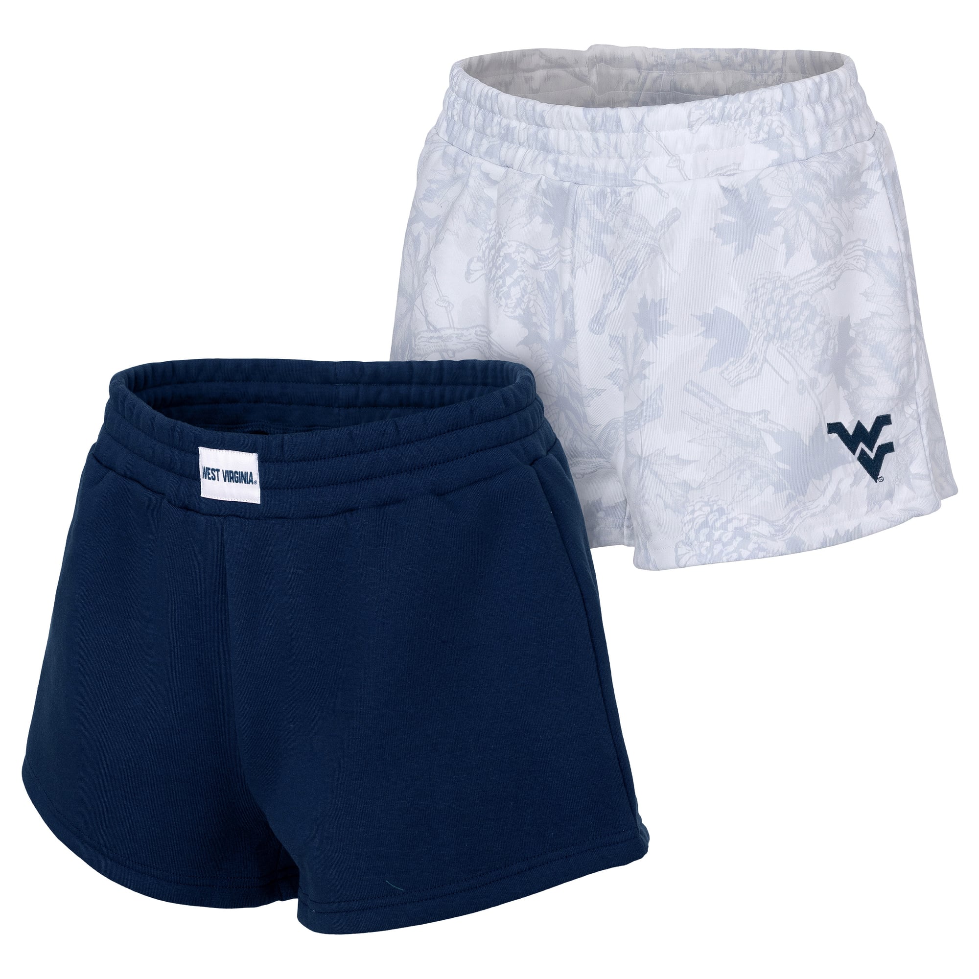 Women's ZooZatz Navy/Gray West Virginia Mountaineers Two-Pack Knockout Shorts Set