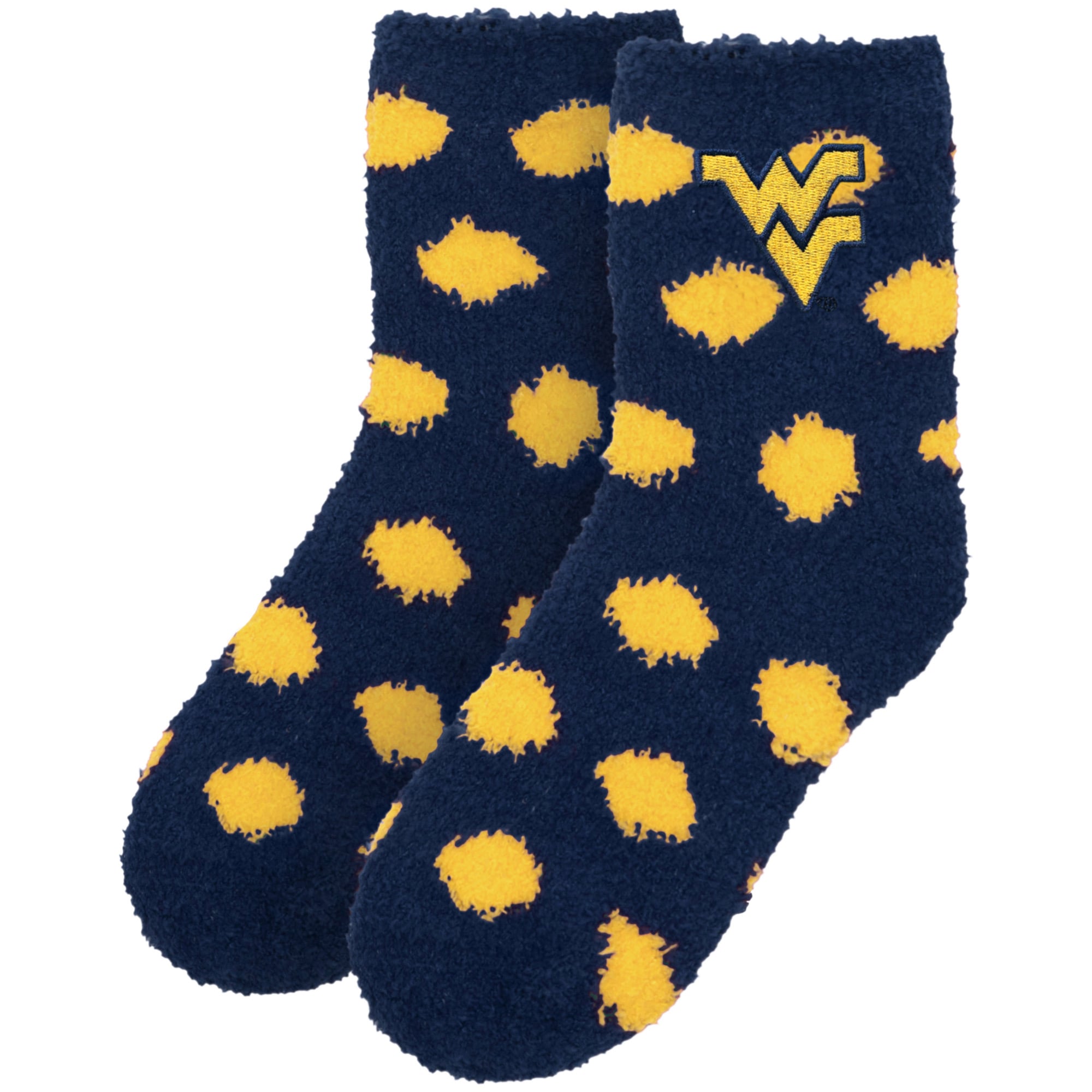 Chaussettes courtes à pois duveteux ZooZatz pour femmes, motif West Virginia Mountaineers