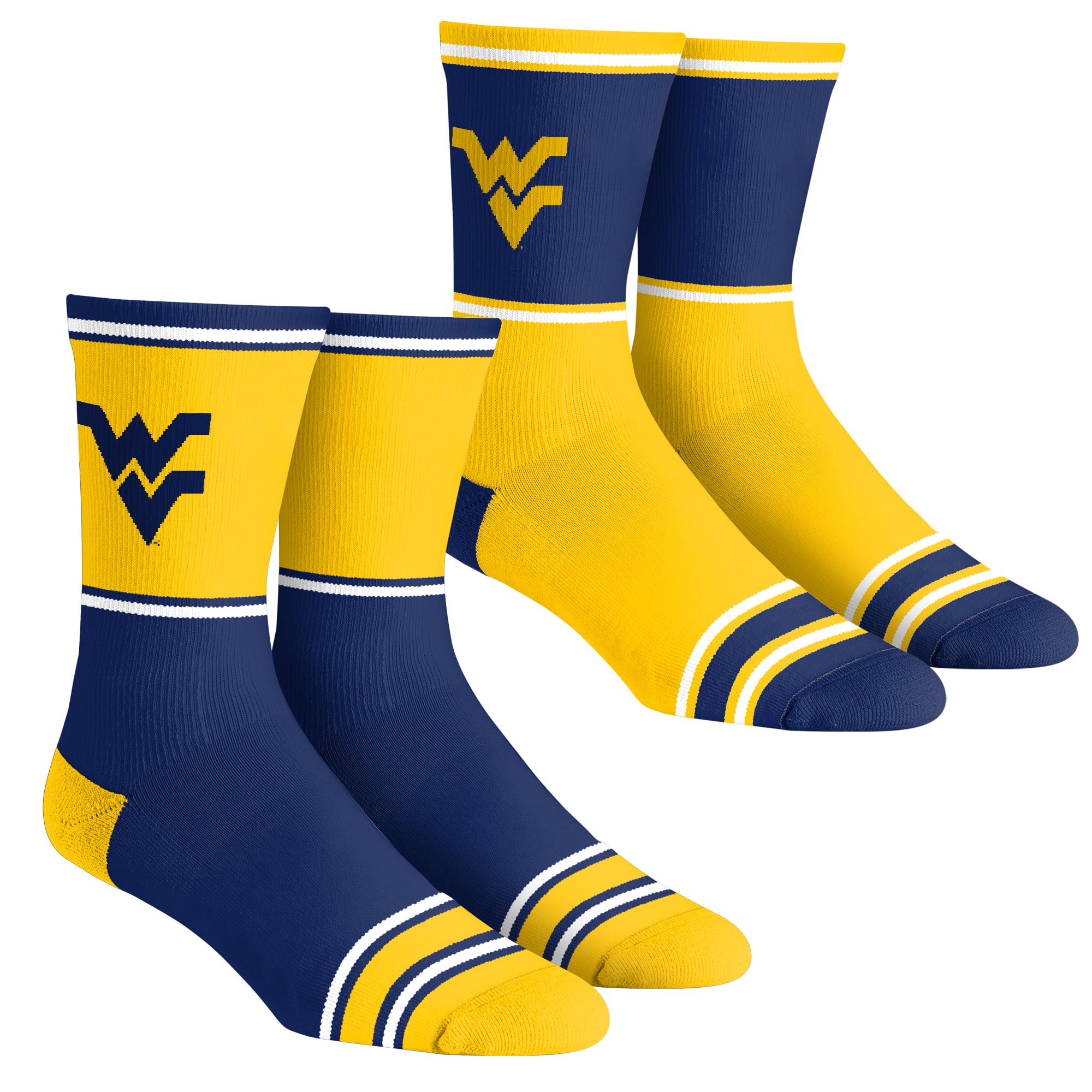 Ensemble de 2 paires de chaussettes montantes colorées « Rock Em West Virginia Mountaineers » pour jeunes