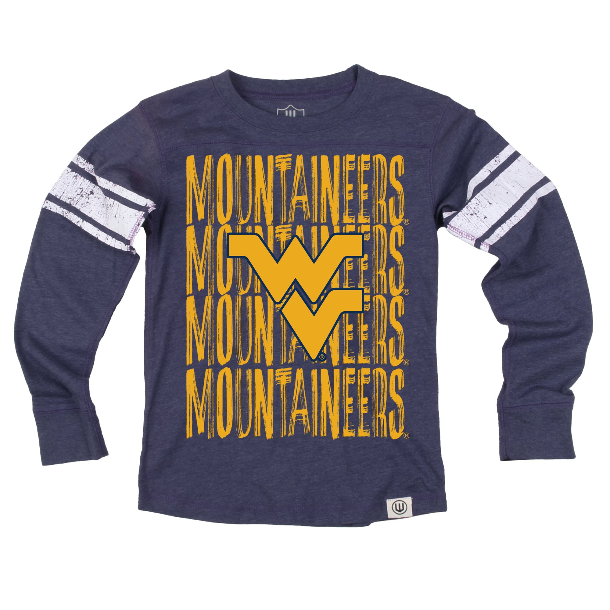 T-shirt de football à manches longues Wes & Willy Navy West Virginia Mountaineers pour jeunes