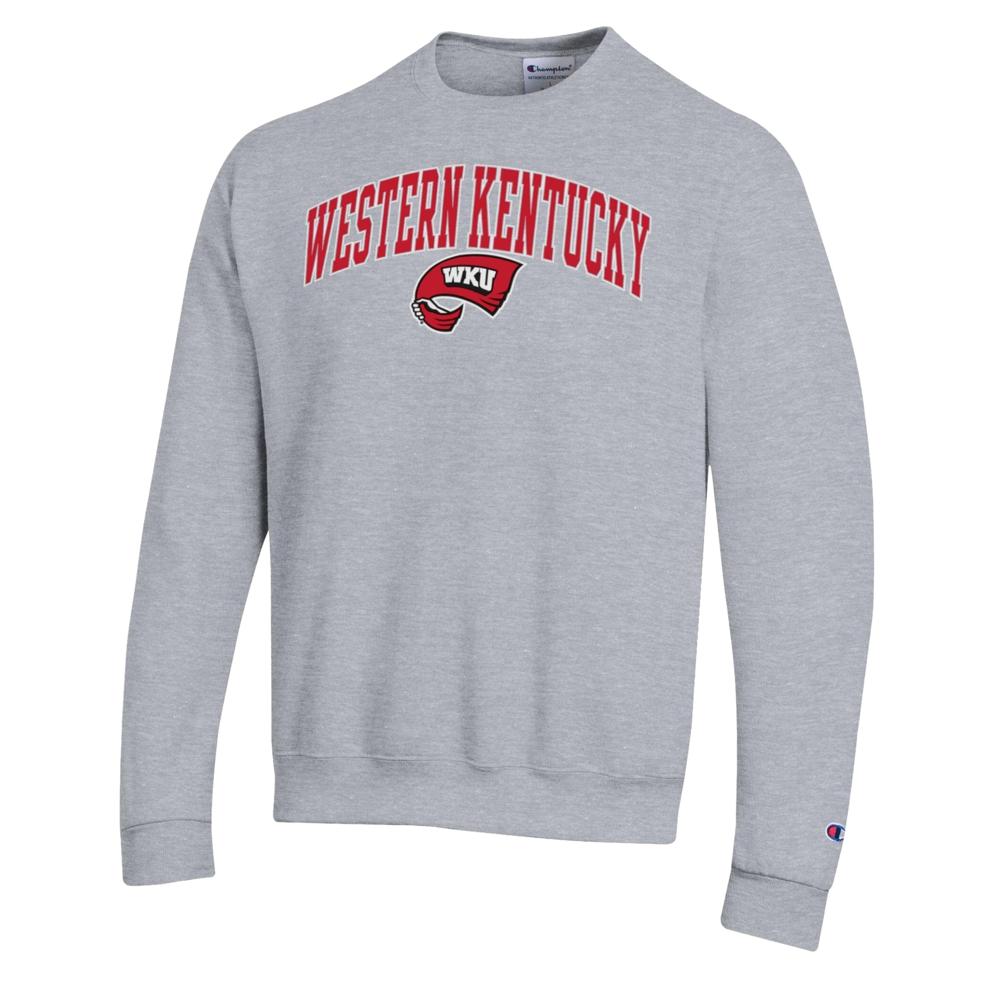 Men's Champion Heather Gray Western Kentucky Hilltoppers Arch Powerblend Sweatshirt