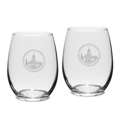 Westfield State Owls 15oz. 2-Piece Stemless Wine Glass Set
