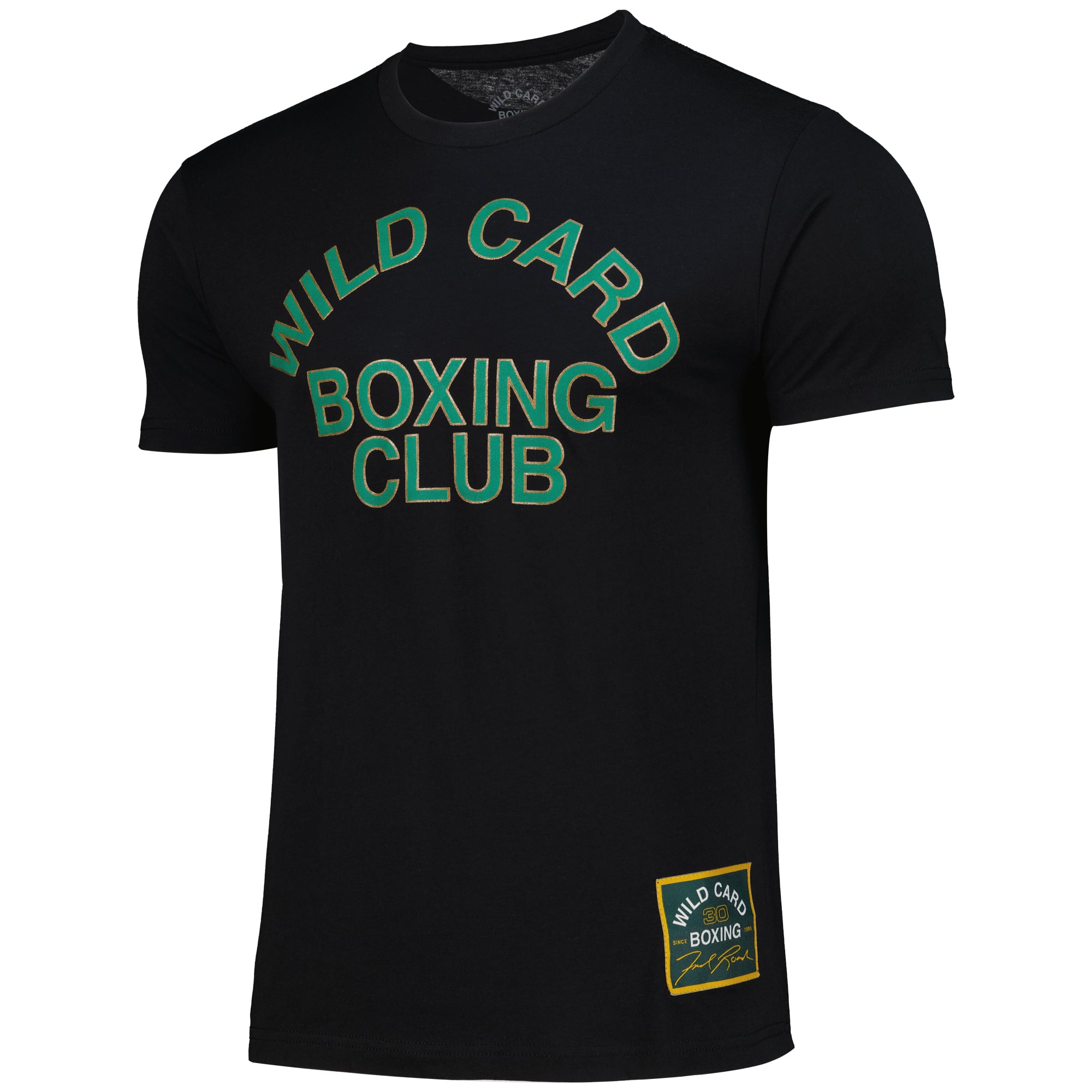 Men's Wild Card Boxing Black 30th Anniversary Old School Logo Tri-Blend T-Shirt