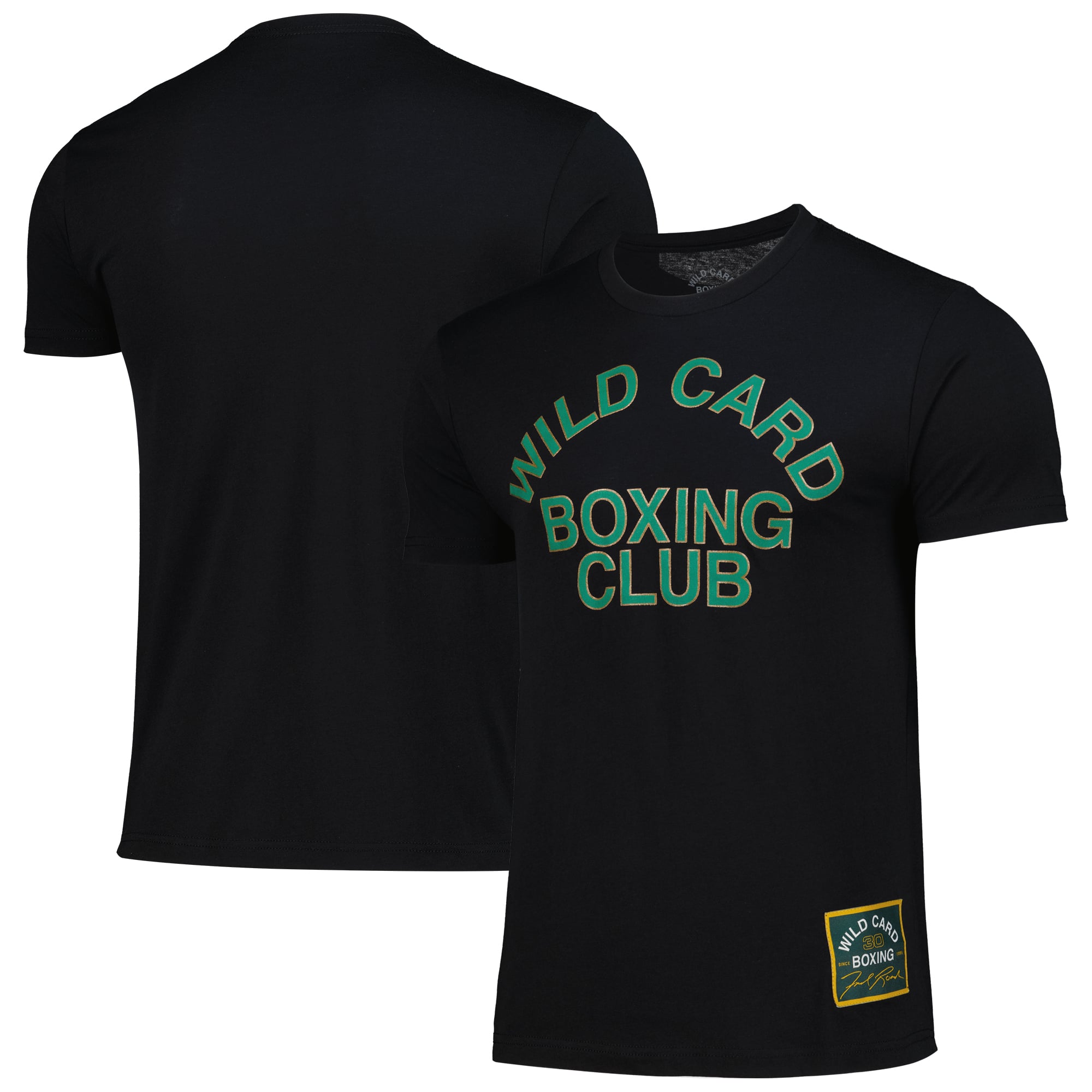 Men's Wild Card Boxing Black 30th Anniversary Old School Logo Tri-Blend T-Shirt
