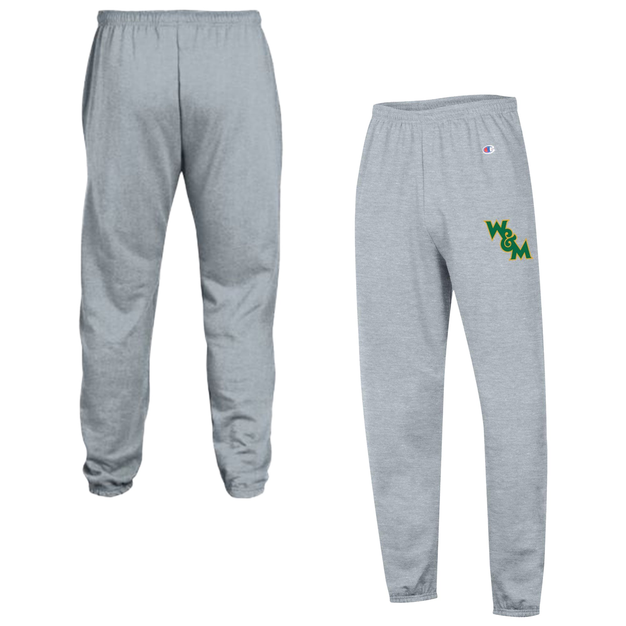 Men's Champion Heather Gray William & Mary Tribe Powerblend Fleece Team Sweatpants