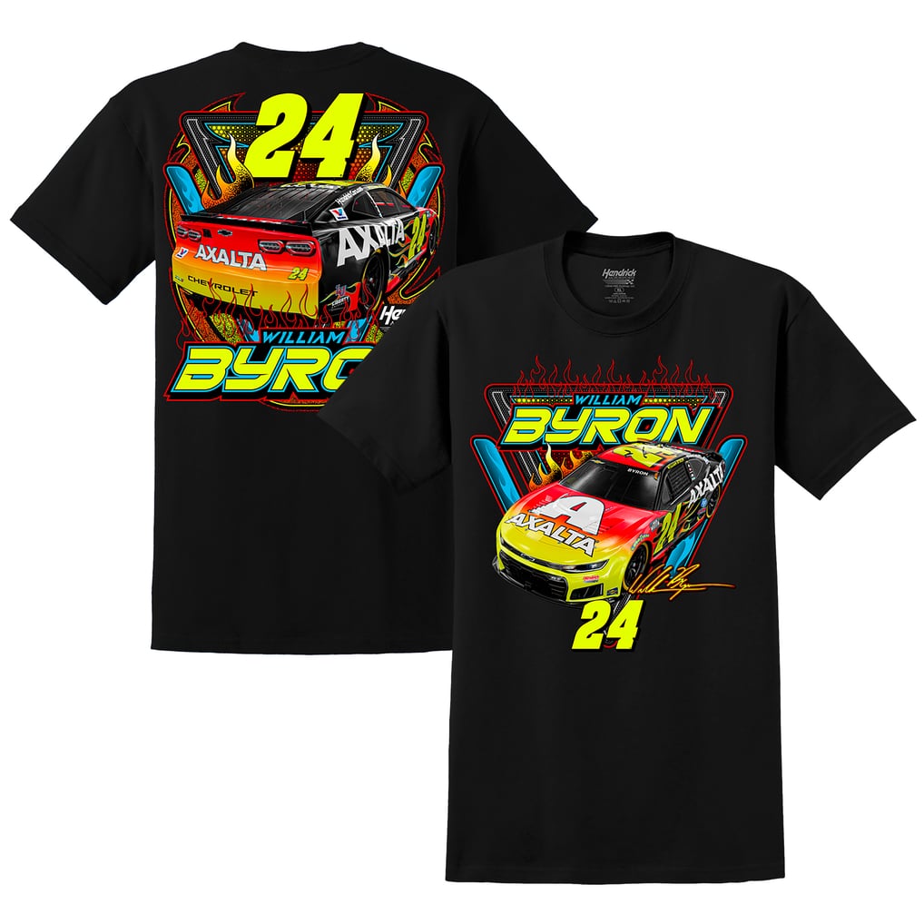Men's William Byron Classic Ink Black Axalta Flame Phoenix Car T-Shirt