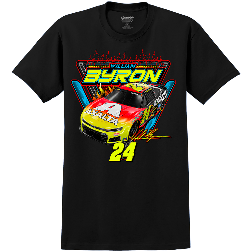 Men's William Byron Classic Ink Black Axalta Flame Phoenix Car T-Shirt