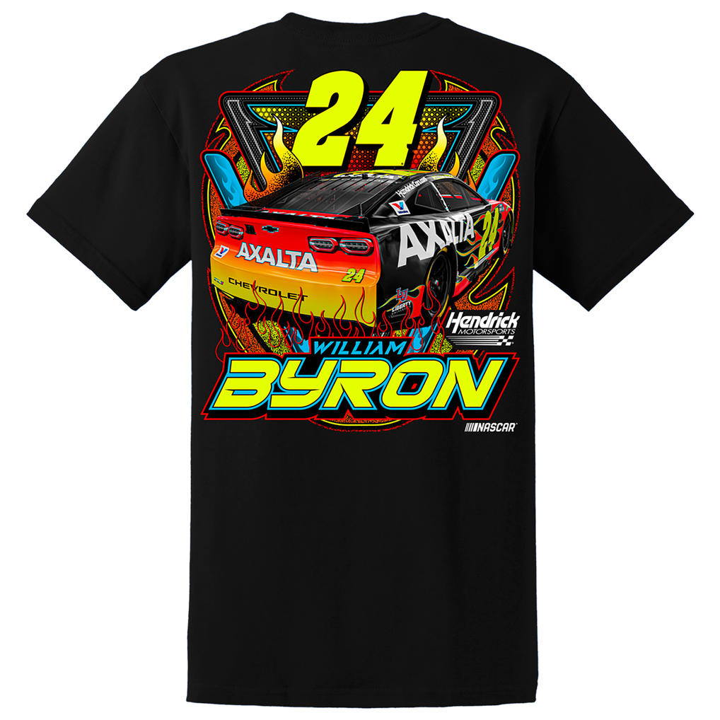 Men's William Byron Classic Ink Black Axalta Flame Phoenix Car T-Shirt