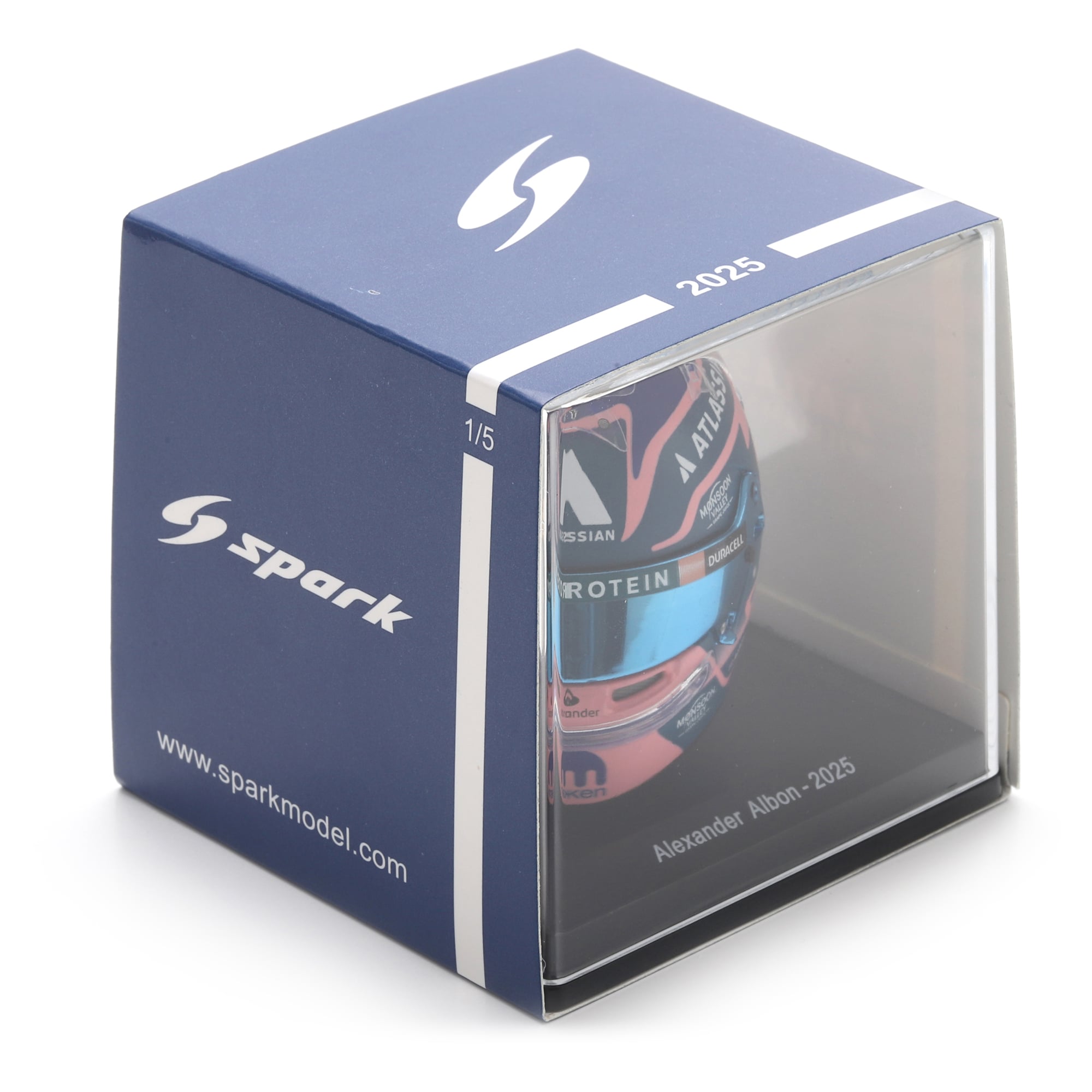 Casque miniature à l'échelle 1:5 de Spark Models Williams Racing Alexander Albon 2025