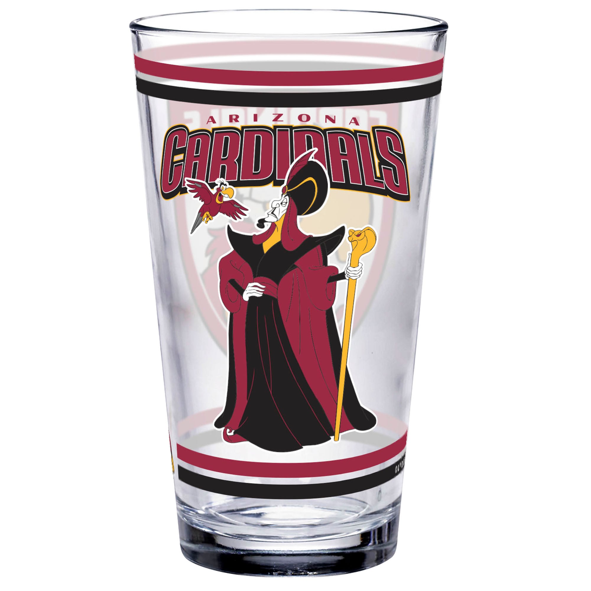 Verre à pinte WinCraft Arizona Cardinals Disney x NFL Jafar et Iago, 473 ml (16 oz).