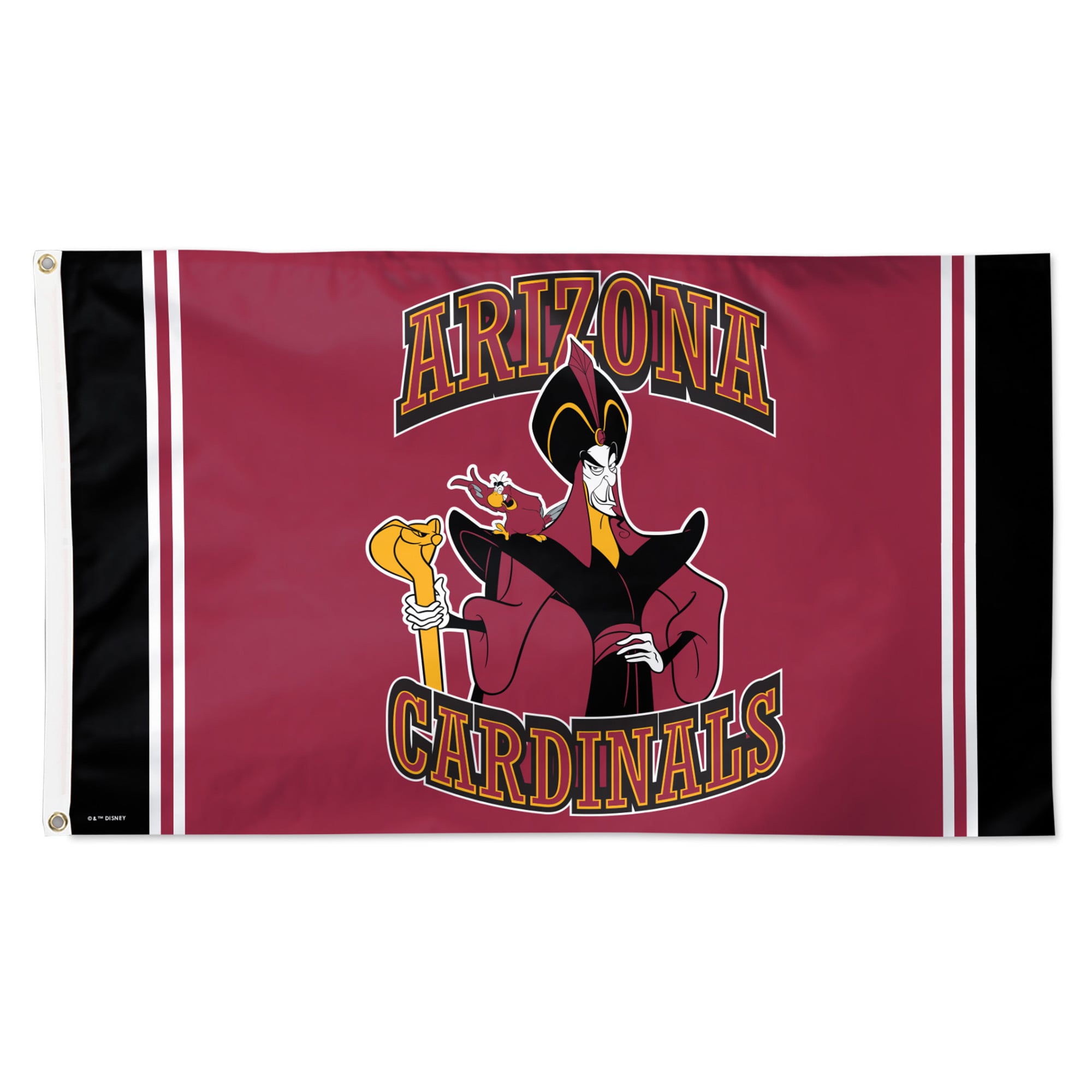 Drapeau de luxe WinCraft Arizona Cardinals Disney x NFL Jafar et Iago 91 x 152 cm (3' x 5') à une face