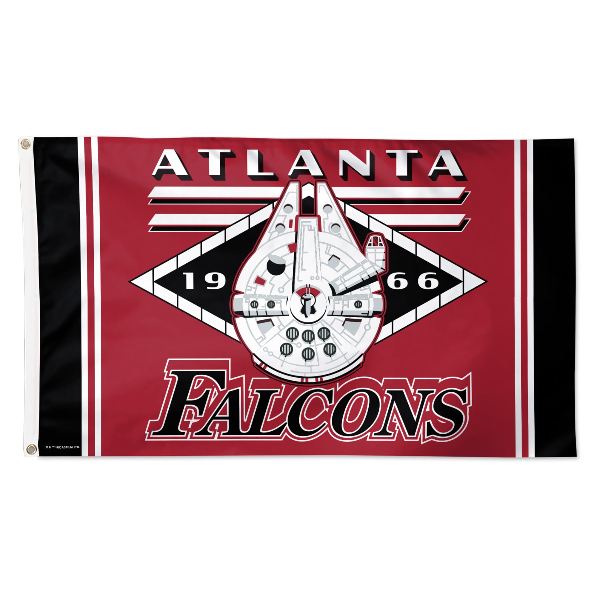 Drapeau de luxe WinCraft Atlanta Falcons Disney x NFL Millennium Falcon 91 x 152 cm (3' x 5') à une face