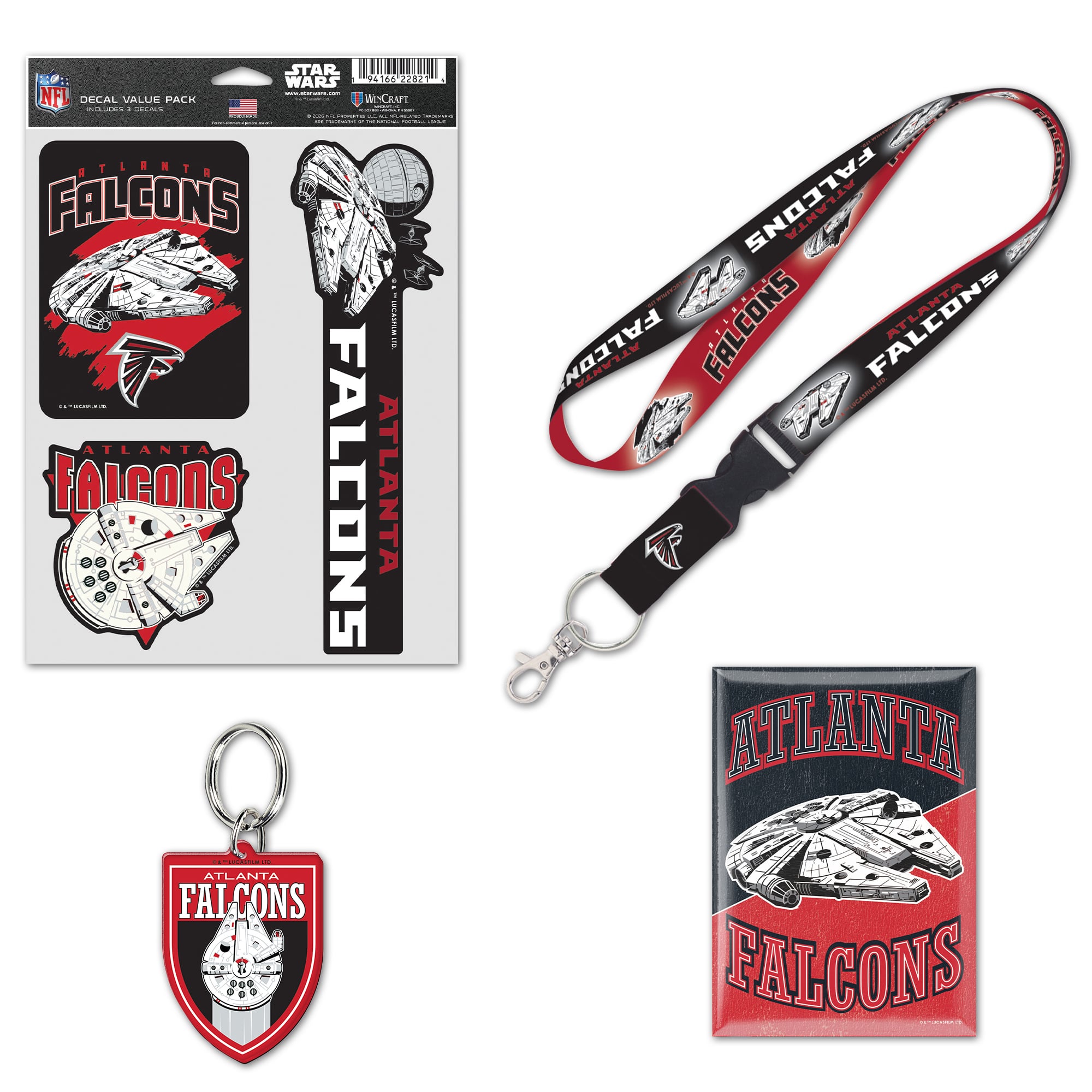 Pack de fans WinCraft Atlanta Falcons Disney x NFL Millennium Falcon