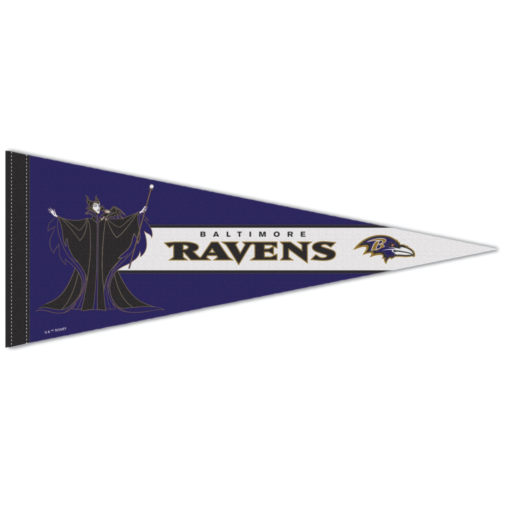 Fanion premium WinCraft Baltimore Ravens Disney x NFL Maléfique et Diablo 30 x 76 cm