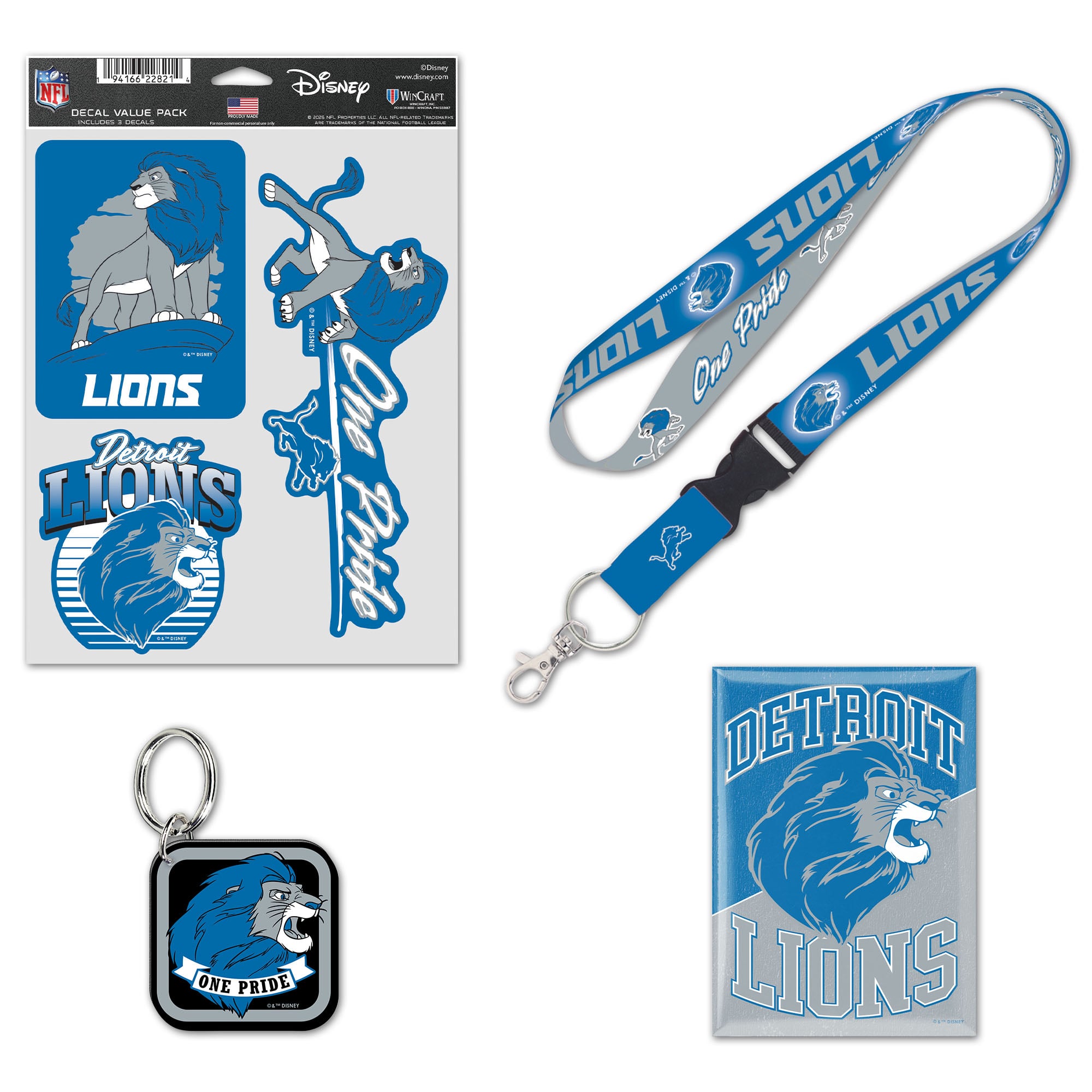 Pack de fans WinCraft Detroit Lions Disney x NFL Simba