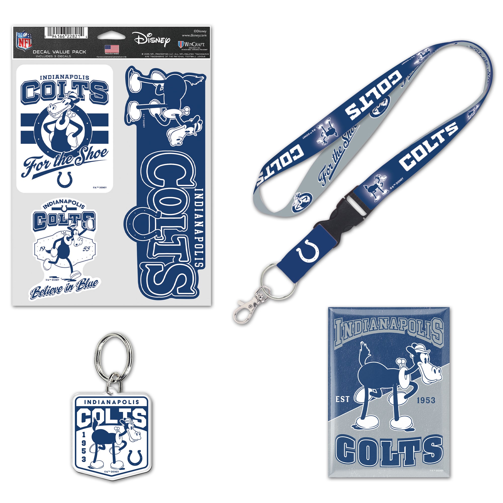 Pack de fans WinCraft Indianapolis Colts Disney x NFL Horace Horsecollar