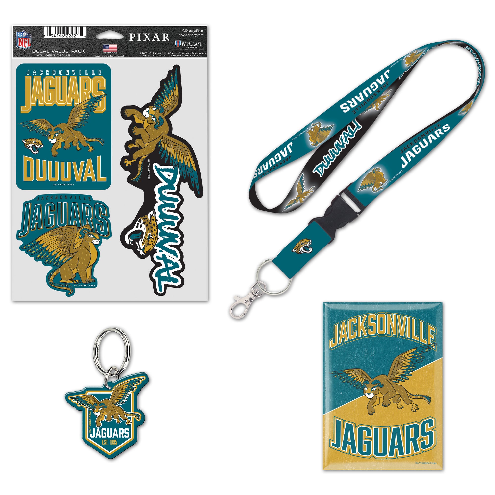 Pack de fans WinCraft Jacksonville Jaguars Disney x NFL Pepita