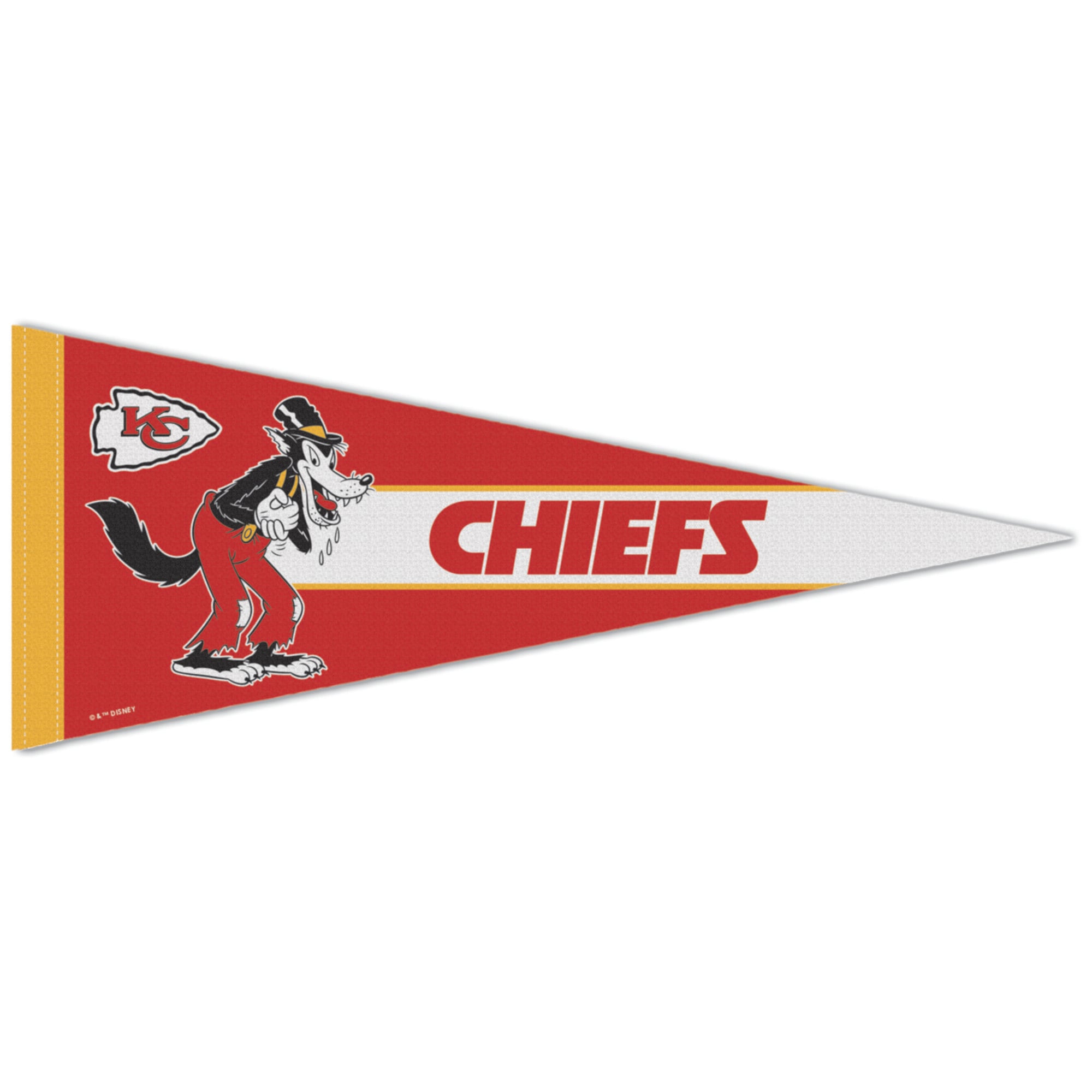 WinCraft Kansas City Chiefs Disney x NFL Big Bad Wolf 12" x 30" Premium Pennant