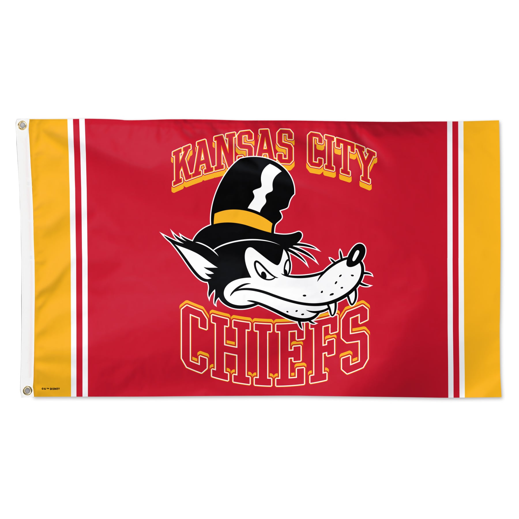 Drapeau de luxe WinCraft Kansas City Chiefs Disney x NFL Big Bad Wolf 91 x 152 cm (3 x 5 pieds) à une face