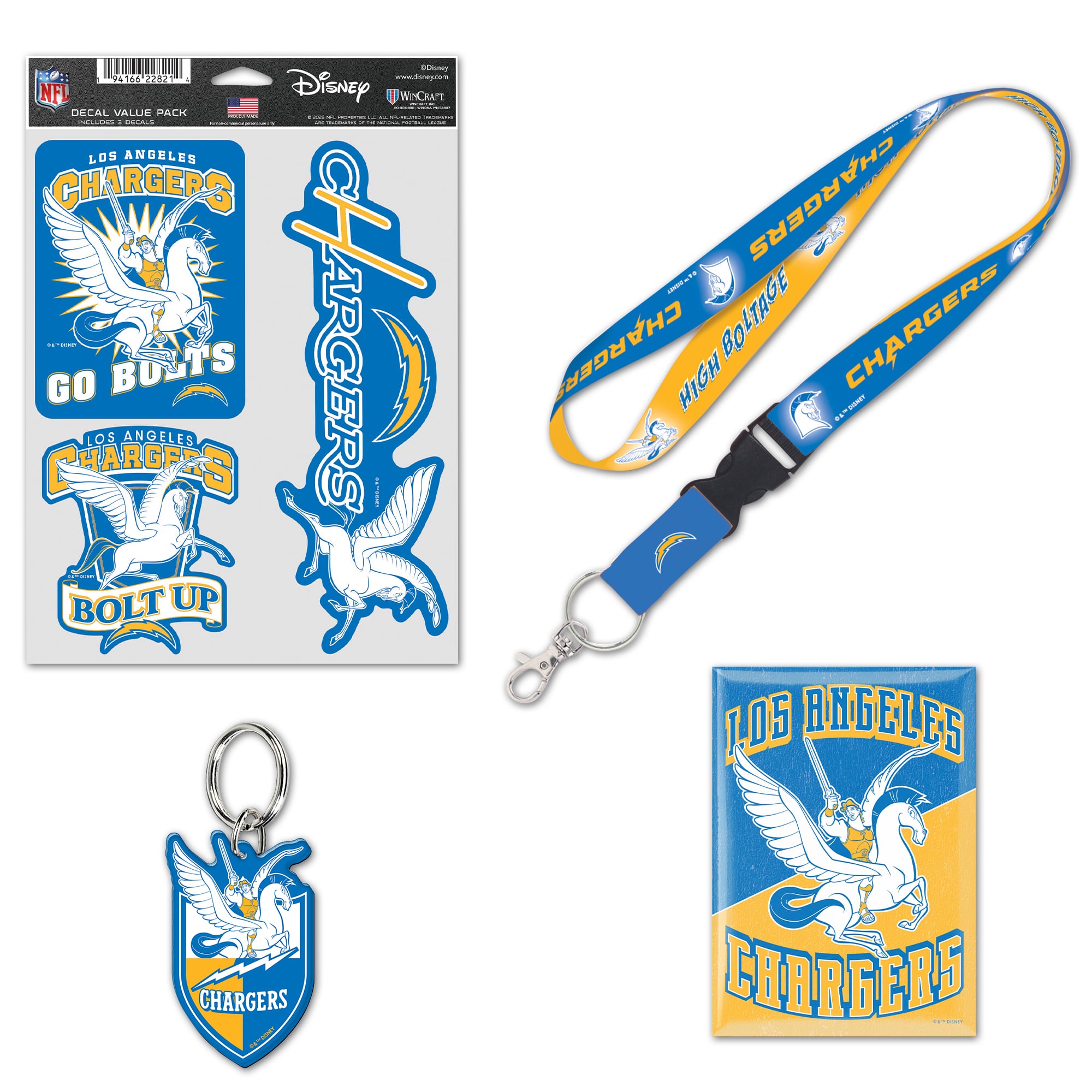 Pack de fans WinCraft Los Angeles Chargers Disney x NFL Hercule et Pégase
