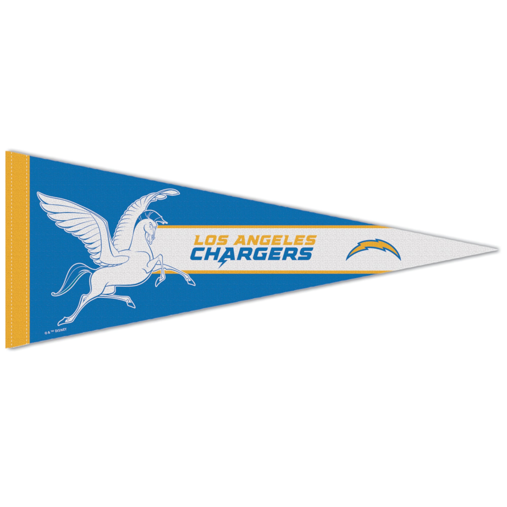 Fanion premium WinCraft Los Angeles Chargers Disney x NFL Pegasus 12" x 30"
