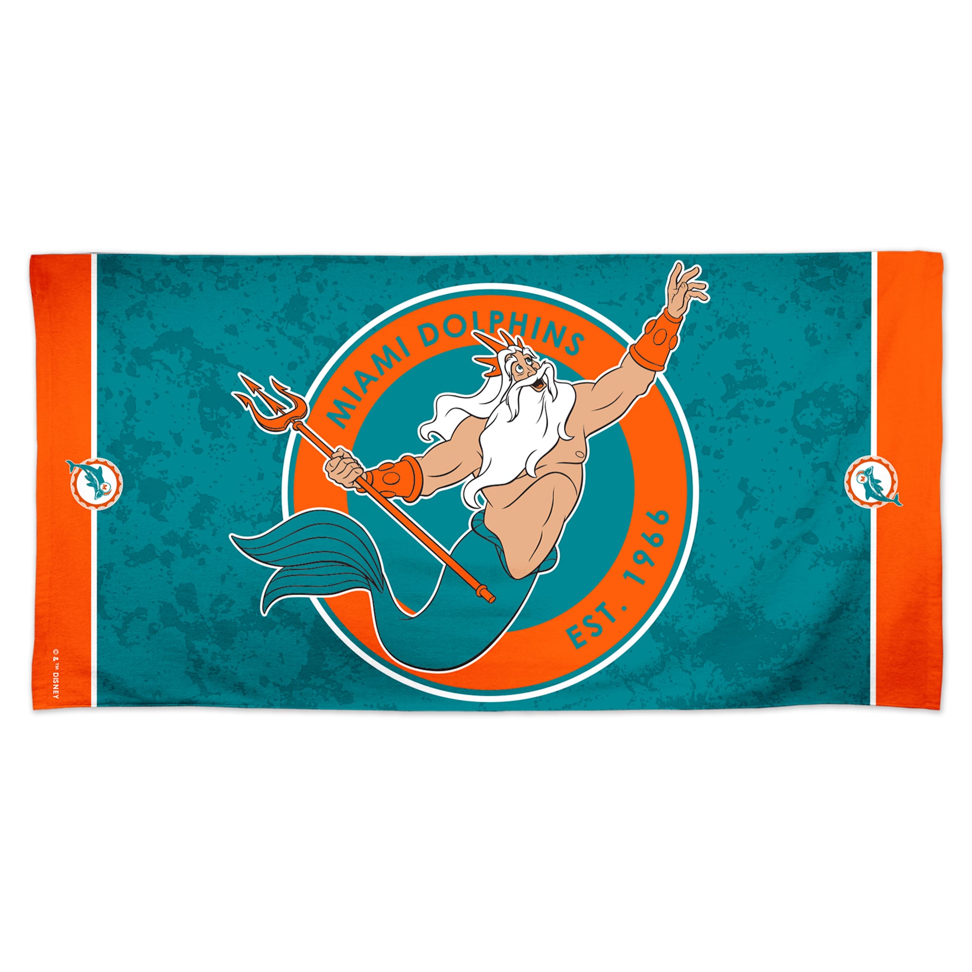 Serviette de plage WinCraft Miami Dolphins Disney x NFL King Triton 76 x 152 cm en Spectra