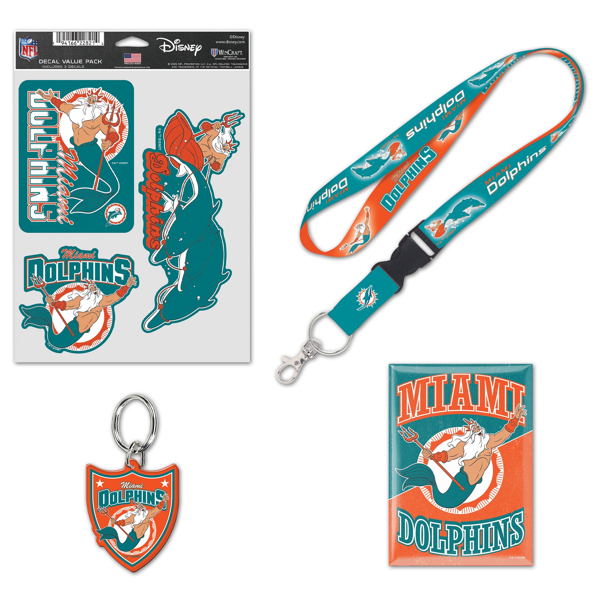 Pack de fans WinCraft Miami Dolphins Disney x NFL Roi Triton